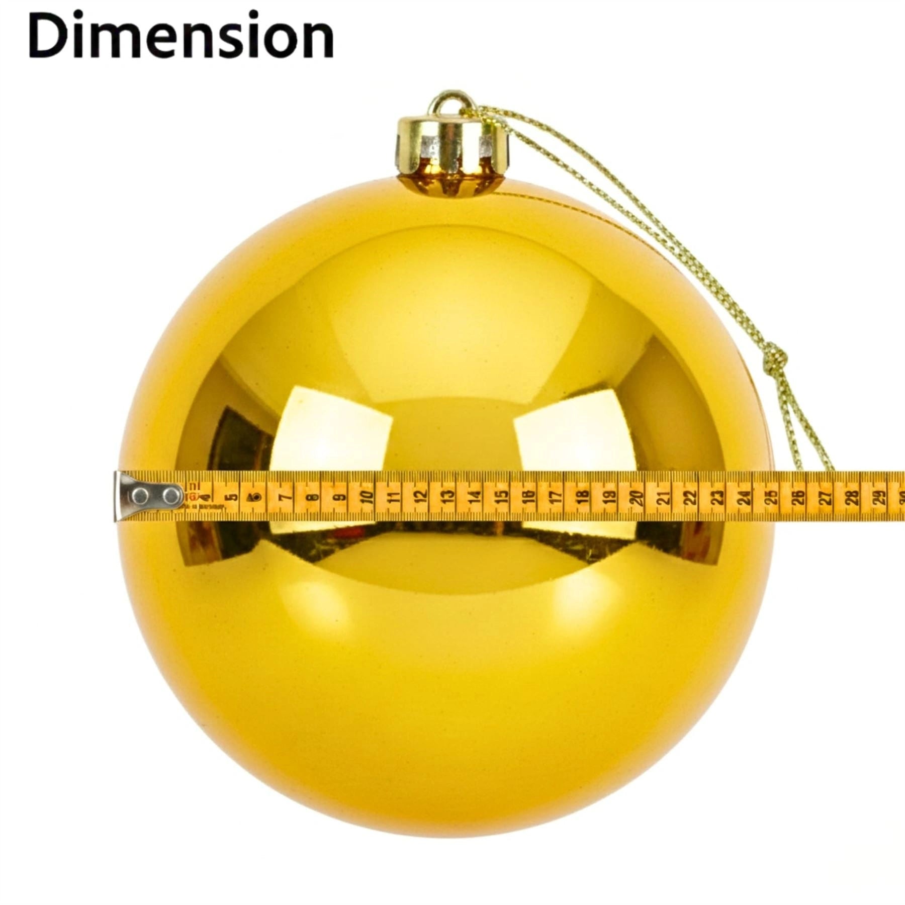 25cm Deep Gold Christmas Bauble – Shatterproof, Gloss Finish