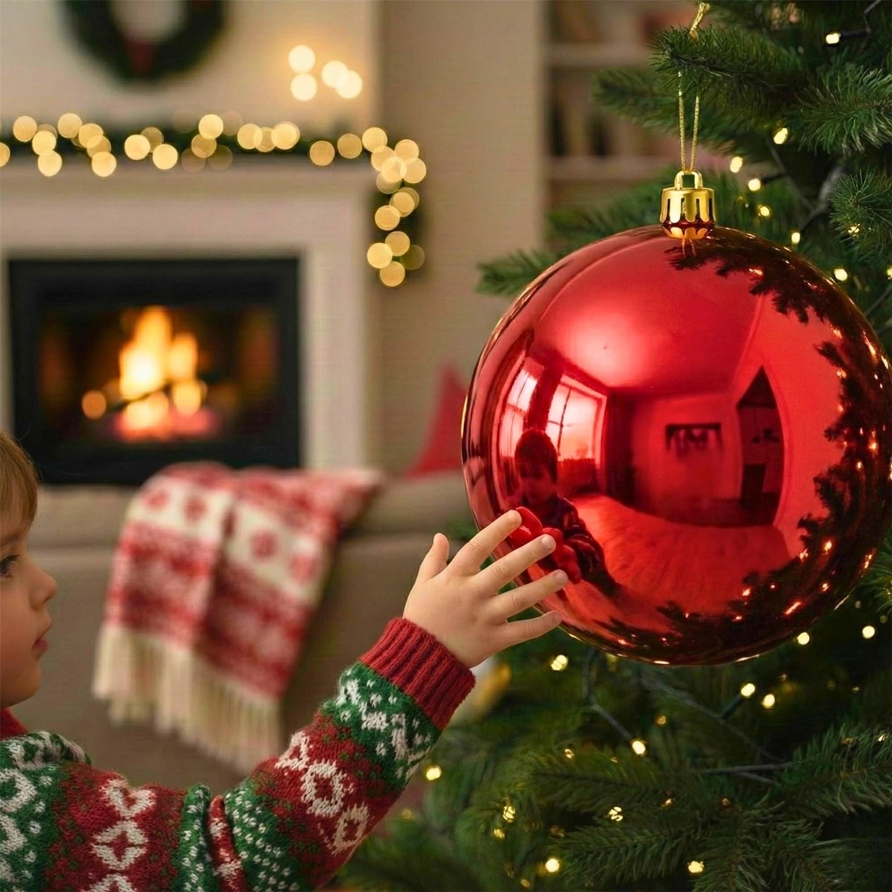 25cm Red Christmas Bauble – Shatterproof, Gloss Finish