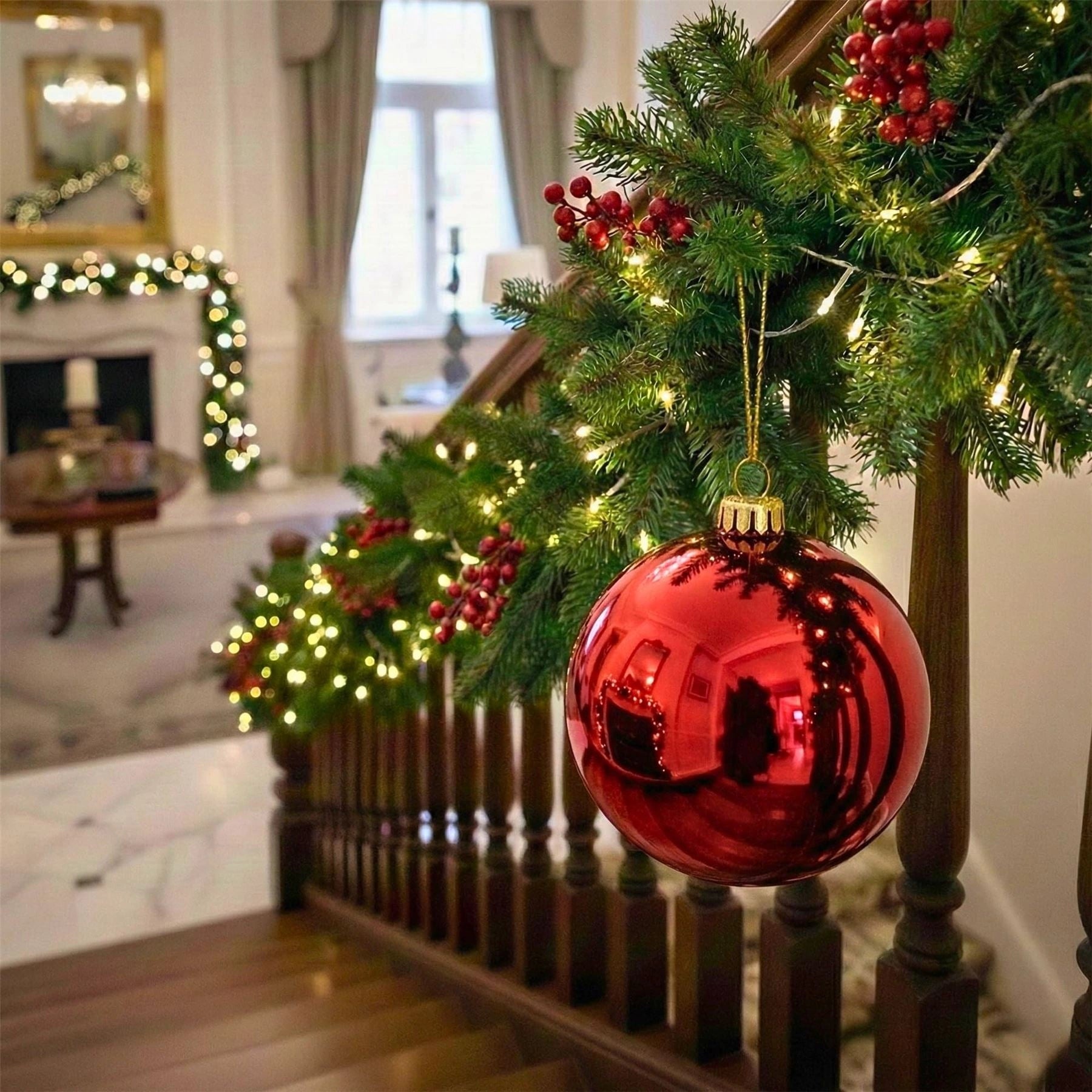 25cm Red Christmas Bauble – Shatterproof, Gloss Finish