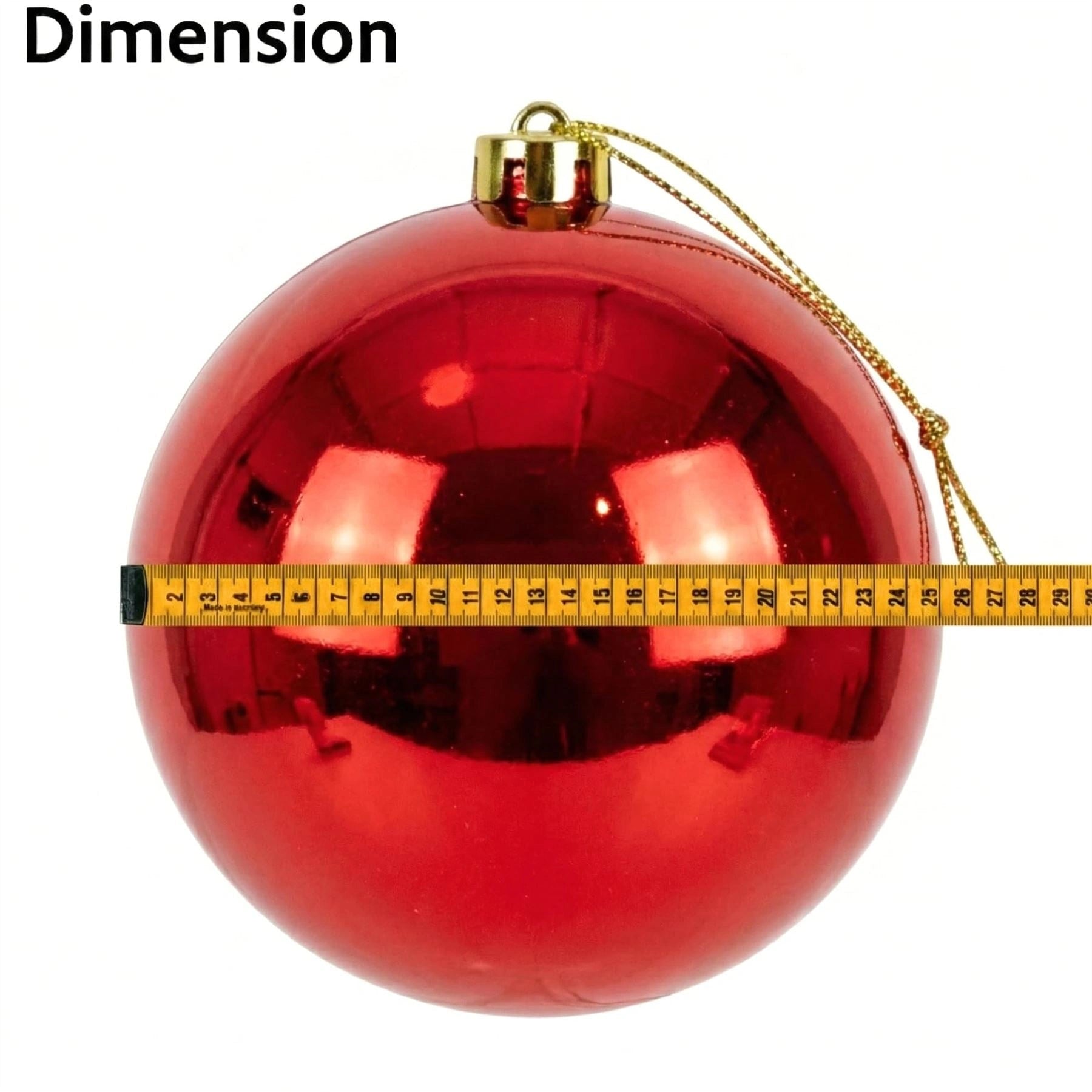 25cm Red Christmas Bauble – Shatterproof, Gloss Finish
