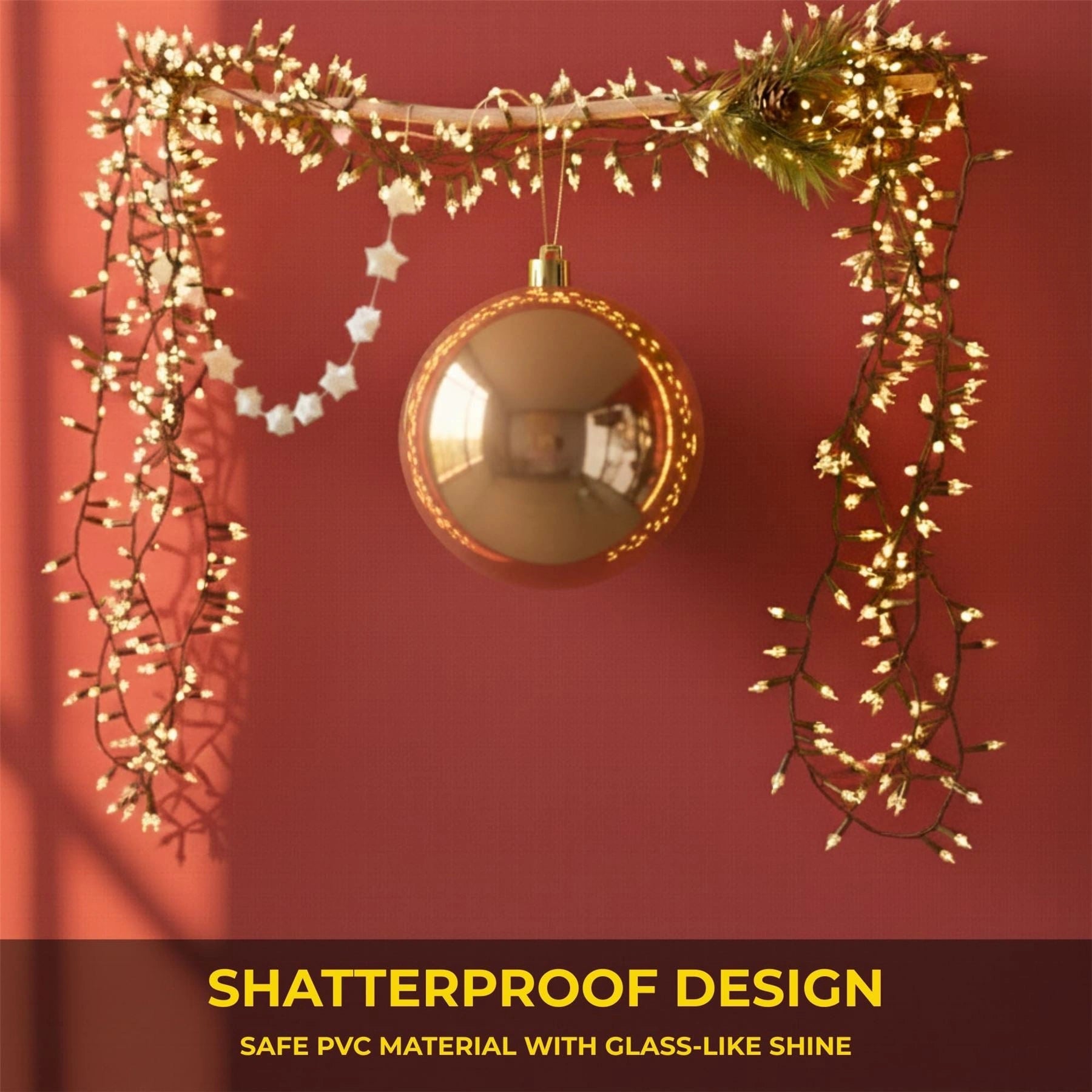 25cm Champagne Christmas Bauble – Shatterproof, Gloss Finish