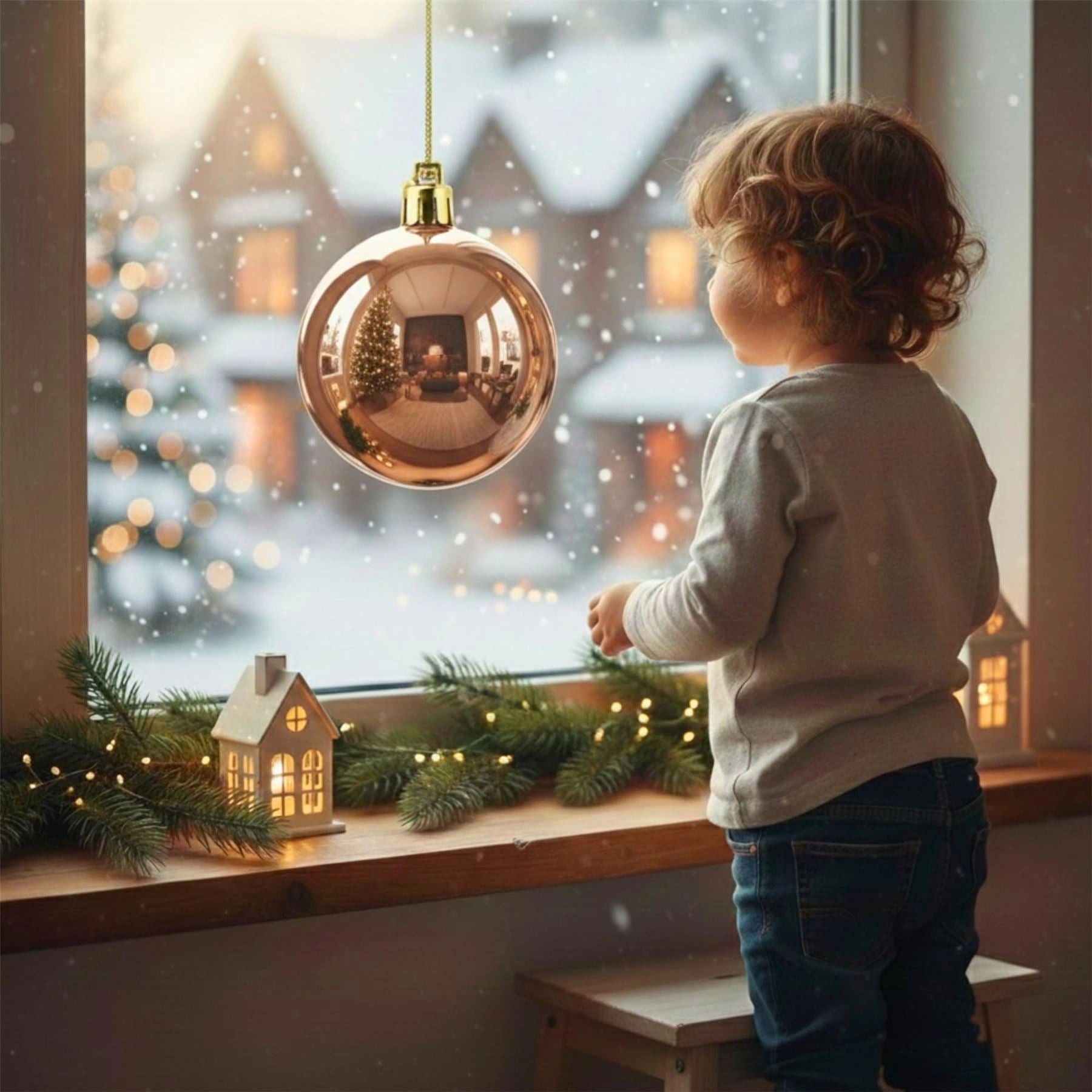 25cm Champagne Christmas Bauble – Shatterproof, Gloss Finish