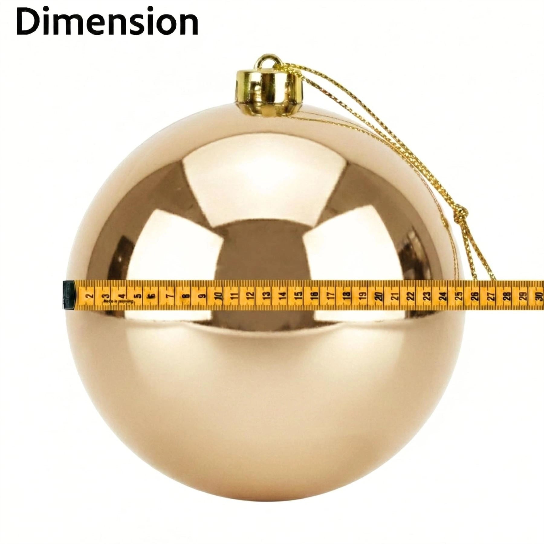 25cm Champagne Christmas Bauble – Shatterproof, Gloss Finish