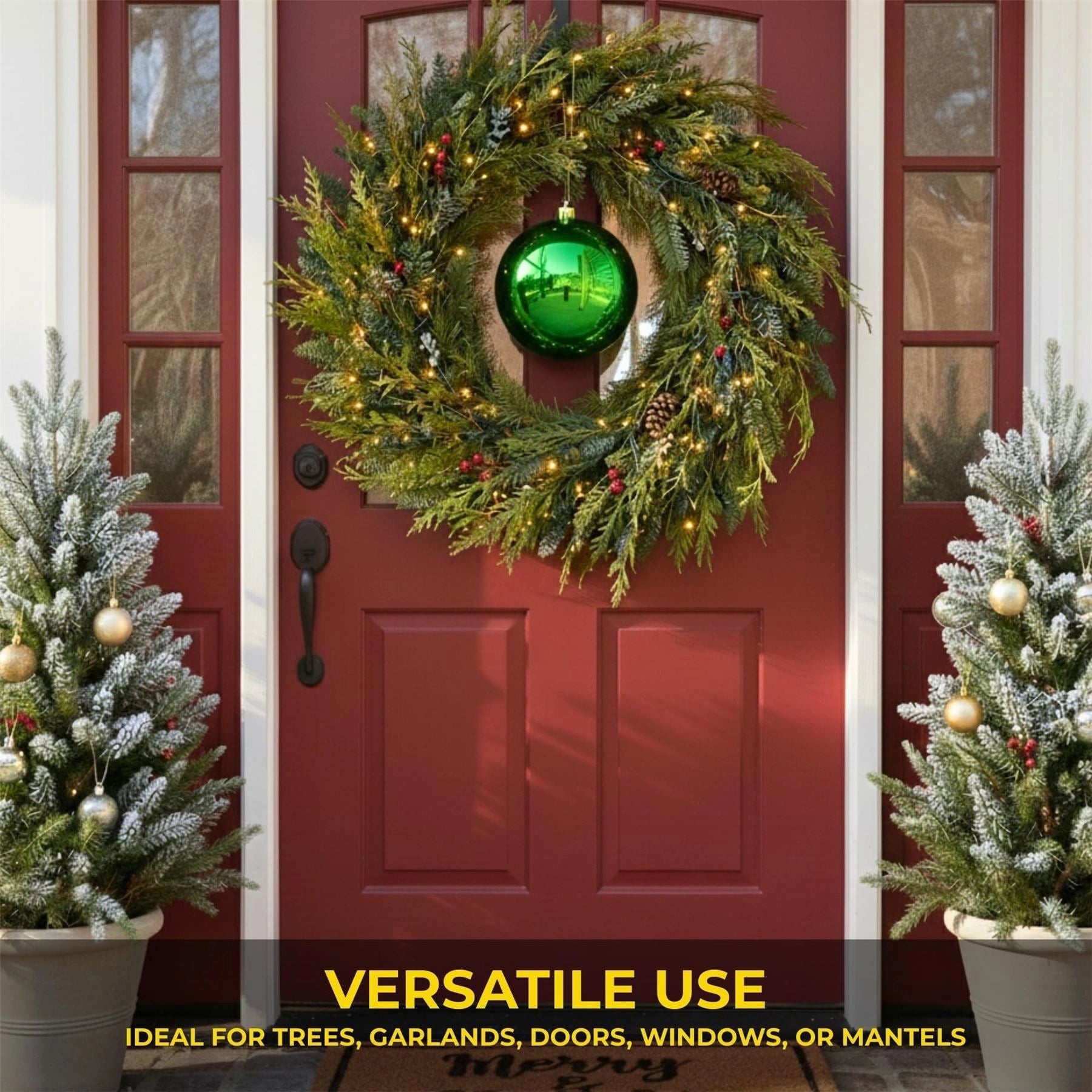 25cm Dark Green Christmas Bauble – Shatterproof, Gloss Finish