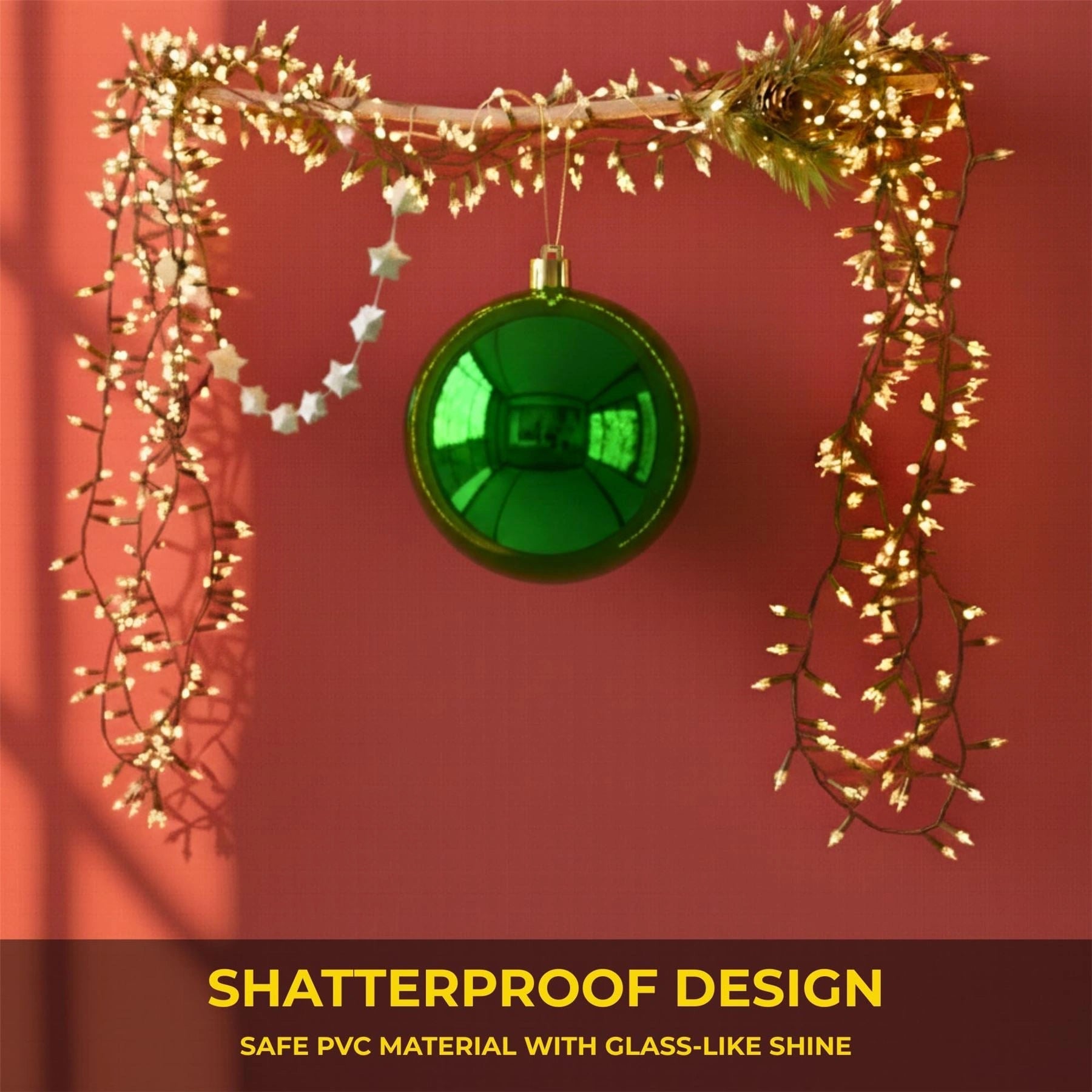 25cm Dark Green Christmas Bauble – Shatterproof, Gloss Finish