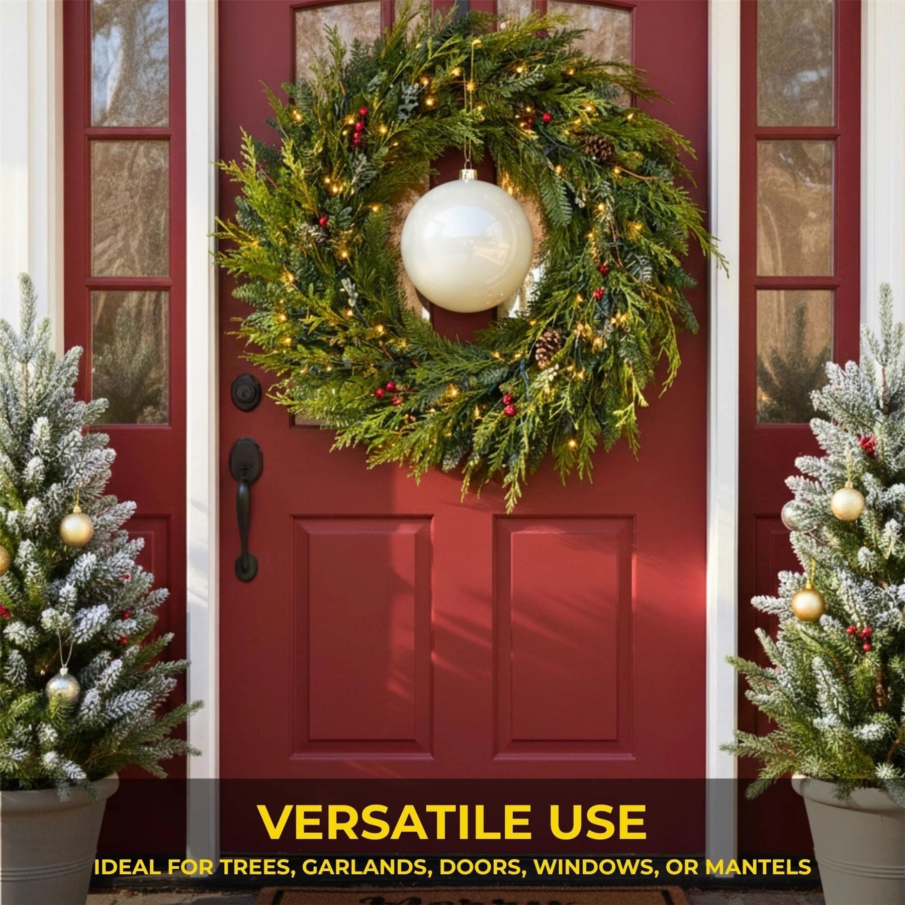 25cm White Christmas Bauble – Shatterproof, Gloss Finish