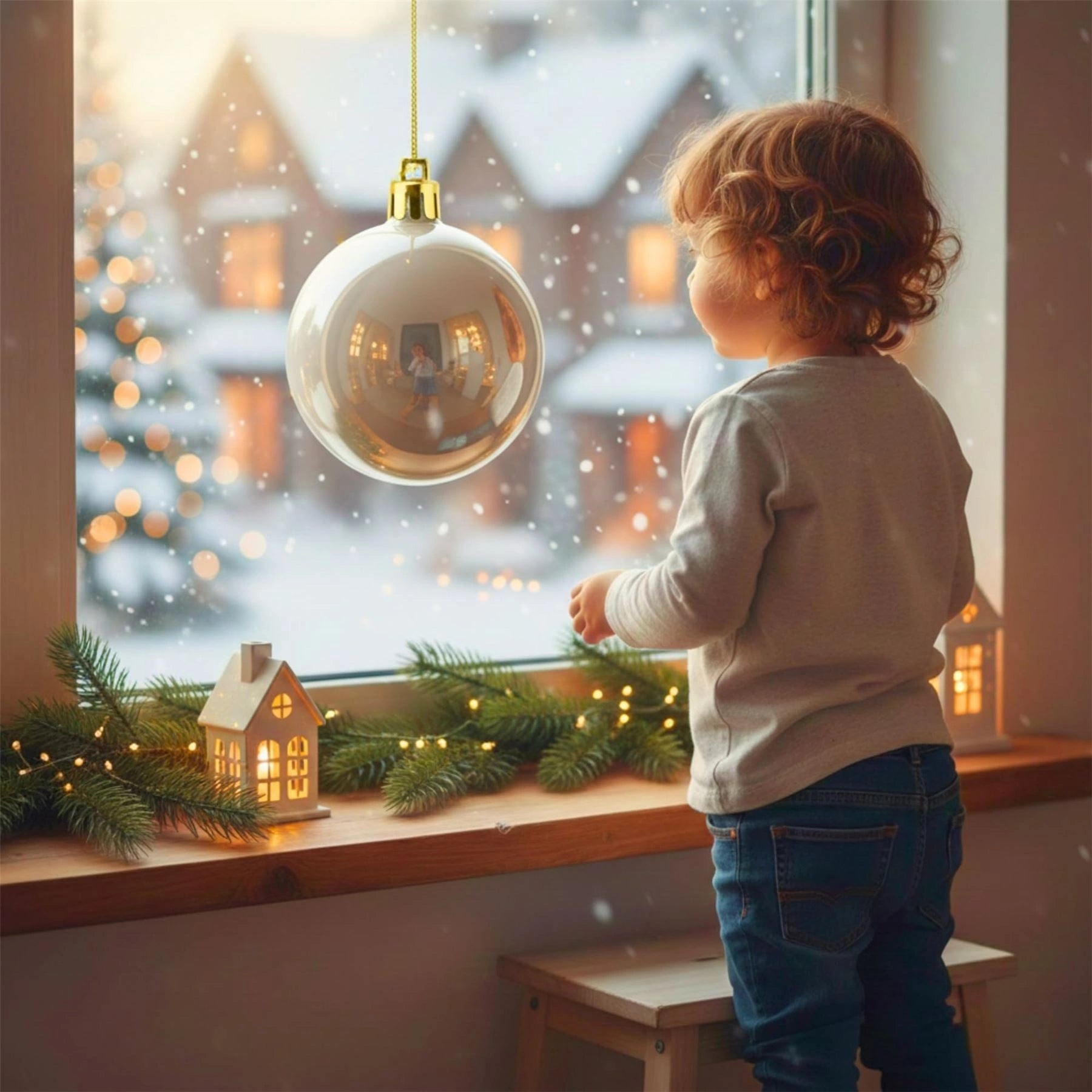 25cm White Christmas Bauble – Shatterproof, Gloss Finish