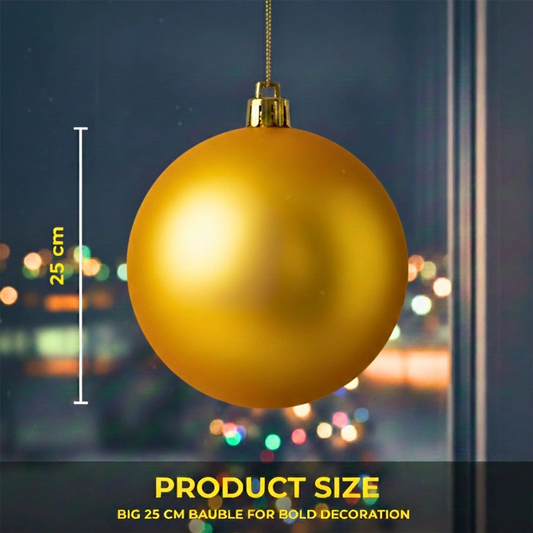 25cm Deep Gold Christmas Bauble – Matte Finish, Shatterproof