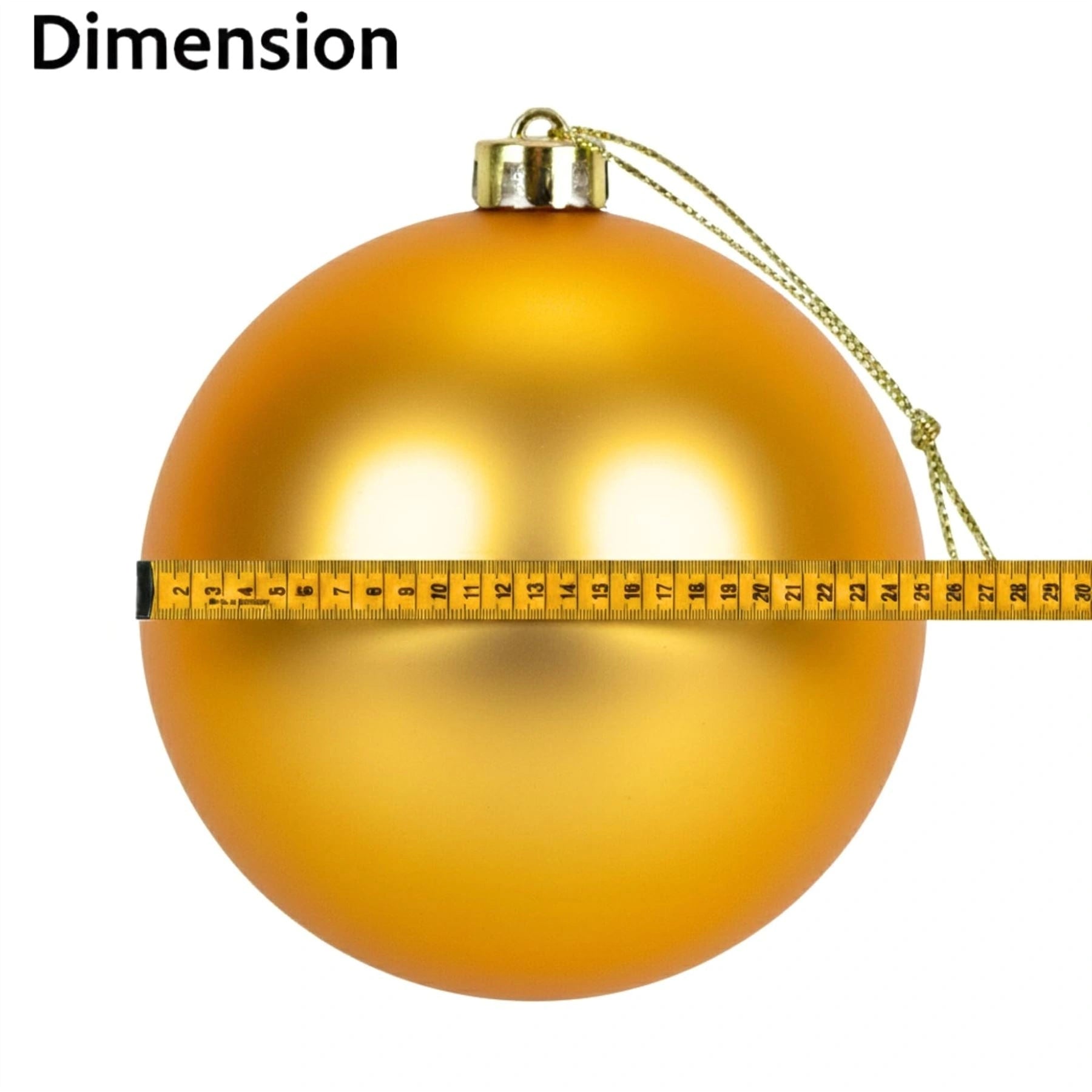 25cm Deep Gold Christmas Bauble – Matte Finish, Shatterproof