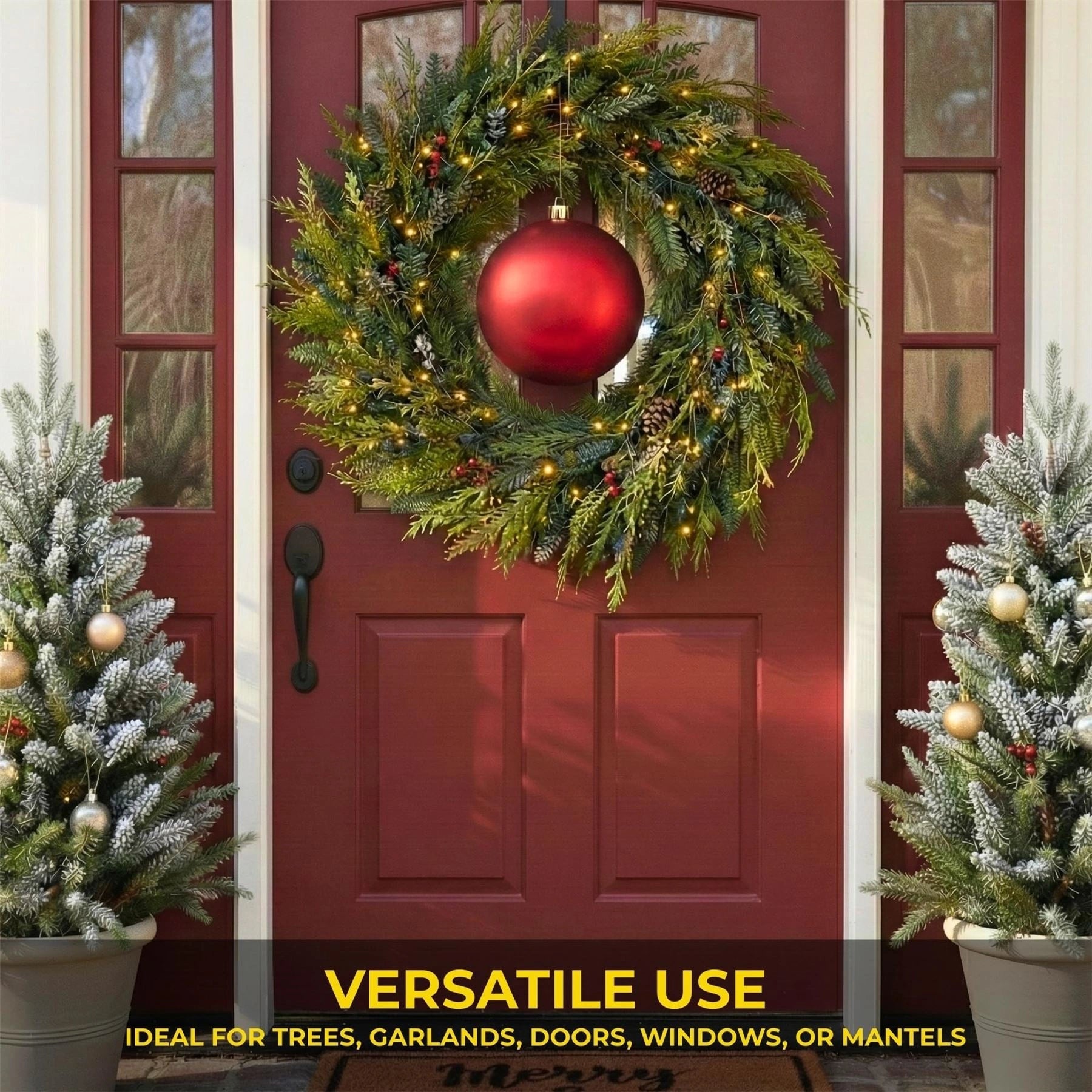 25cm Red Christmas Bauble – Matte Finish, Shatterproof