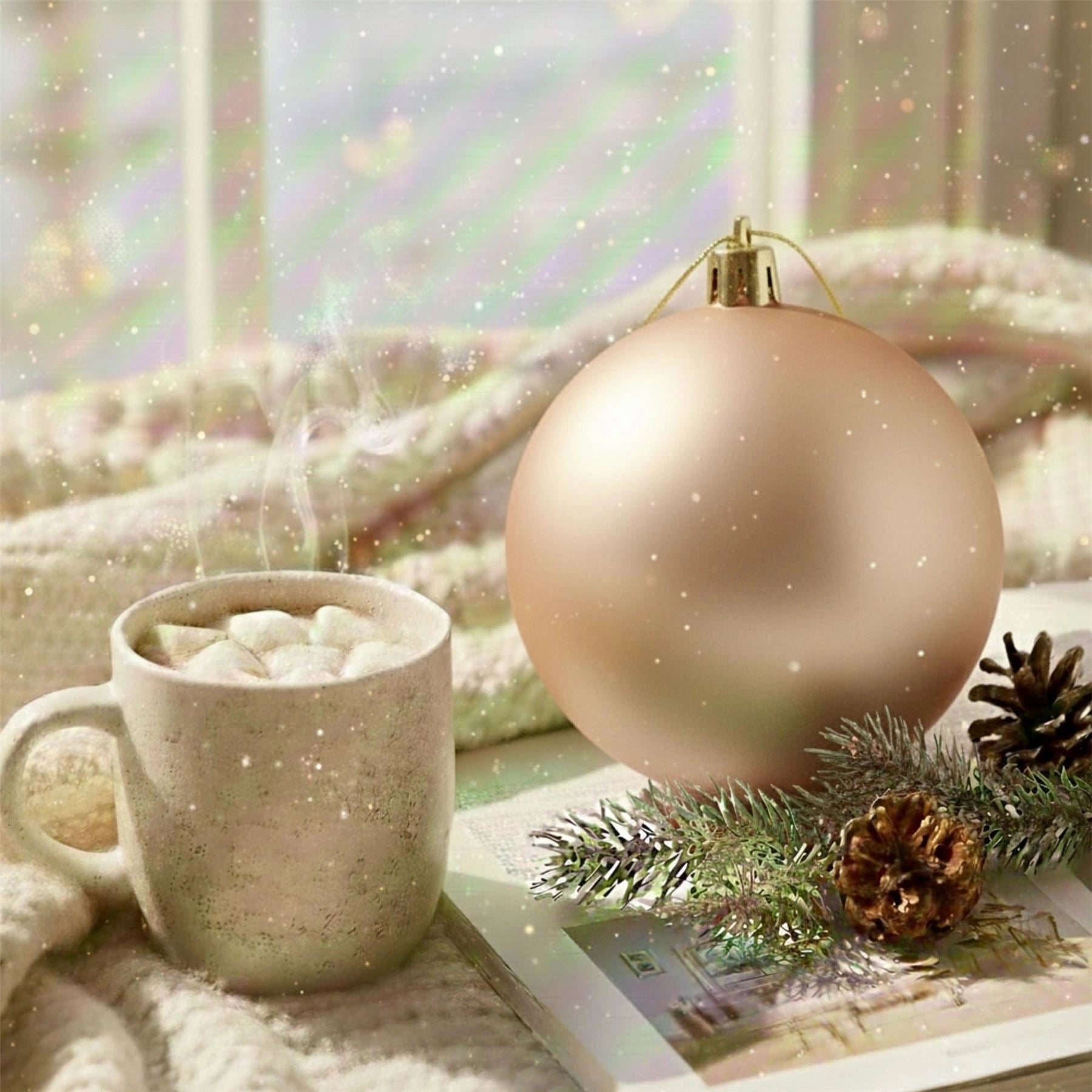 25cm Champagne Christmas Bauble – Matte Finish, Shatterproof