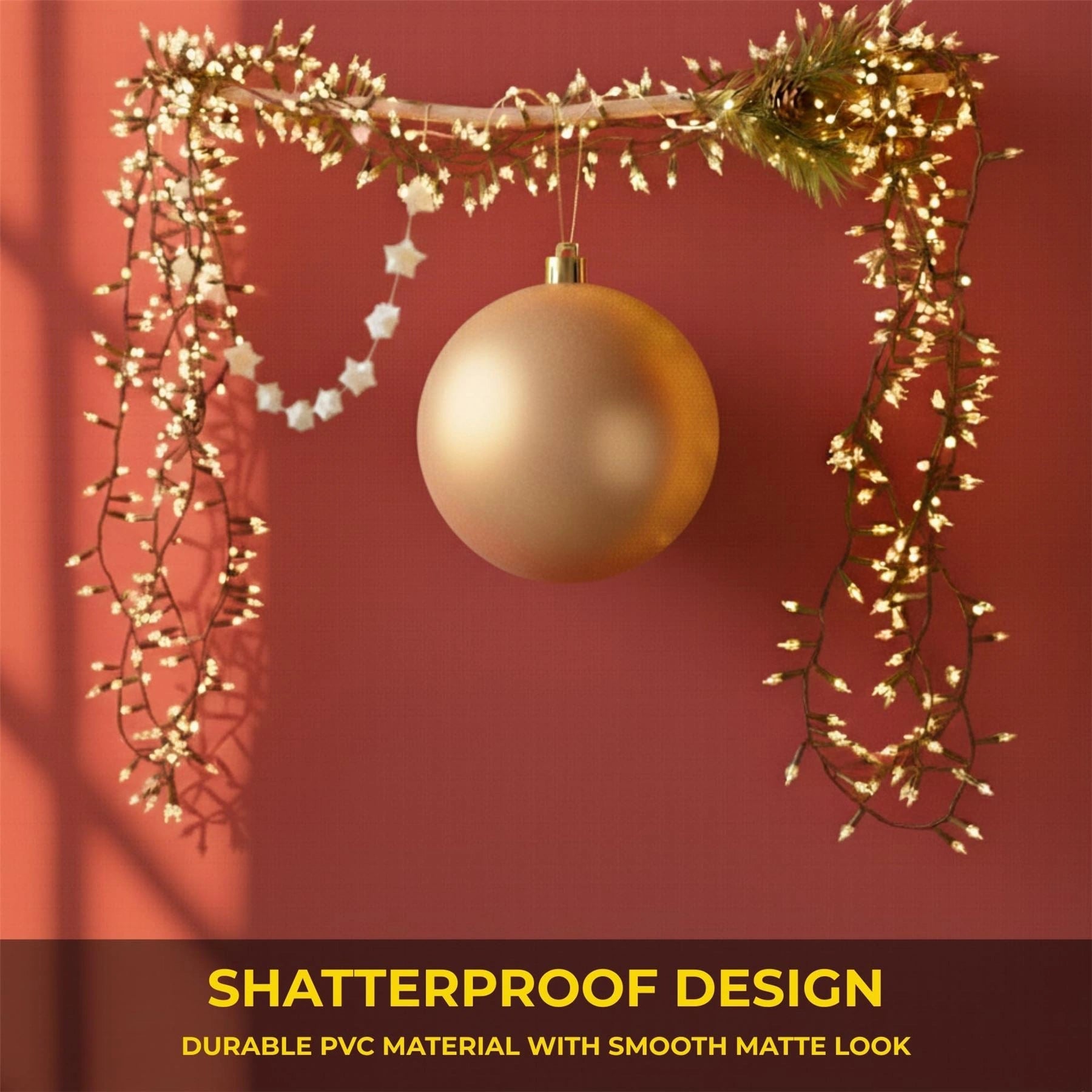 25cm Champagne Christmas Bauble – Matte Finish, Shatterproof
