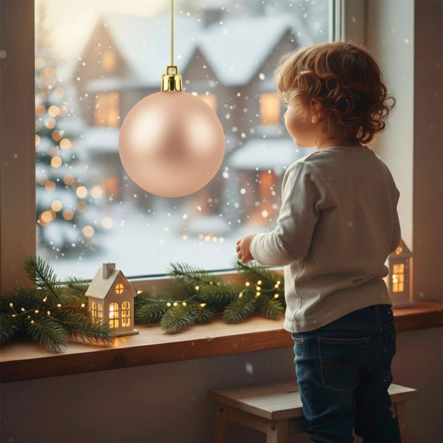 25cm Champagne Christmas Bauble – Matte Finish, Shatterproof