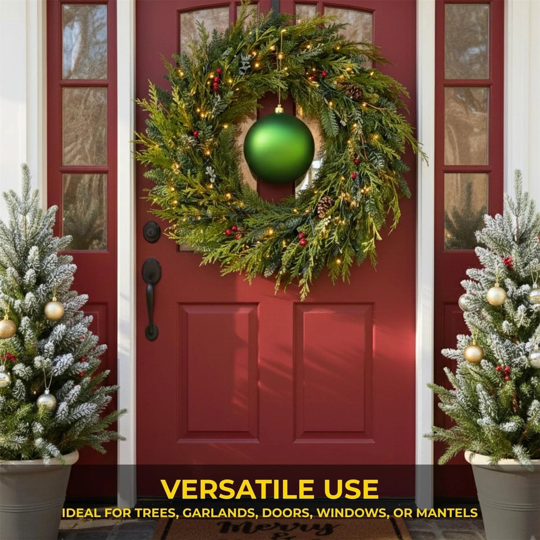 25cm Dark Green Christmas Bauble – Matte Finish, Shatterproof