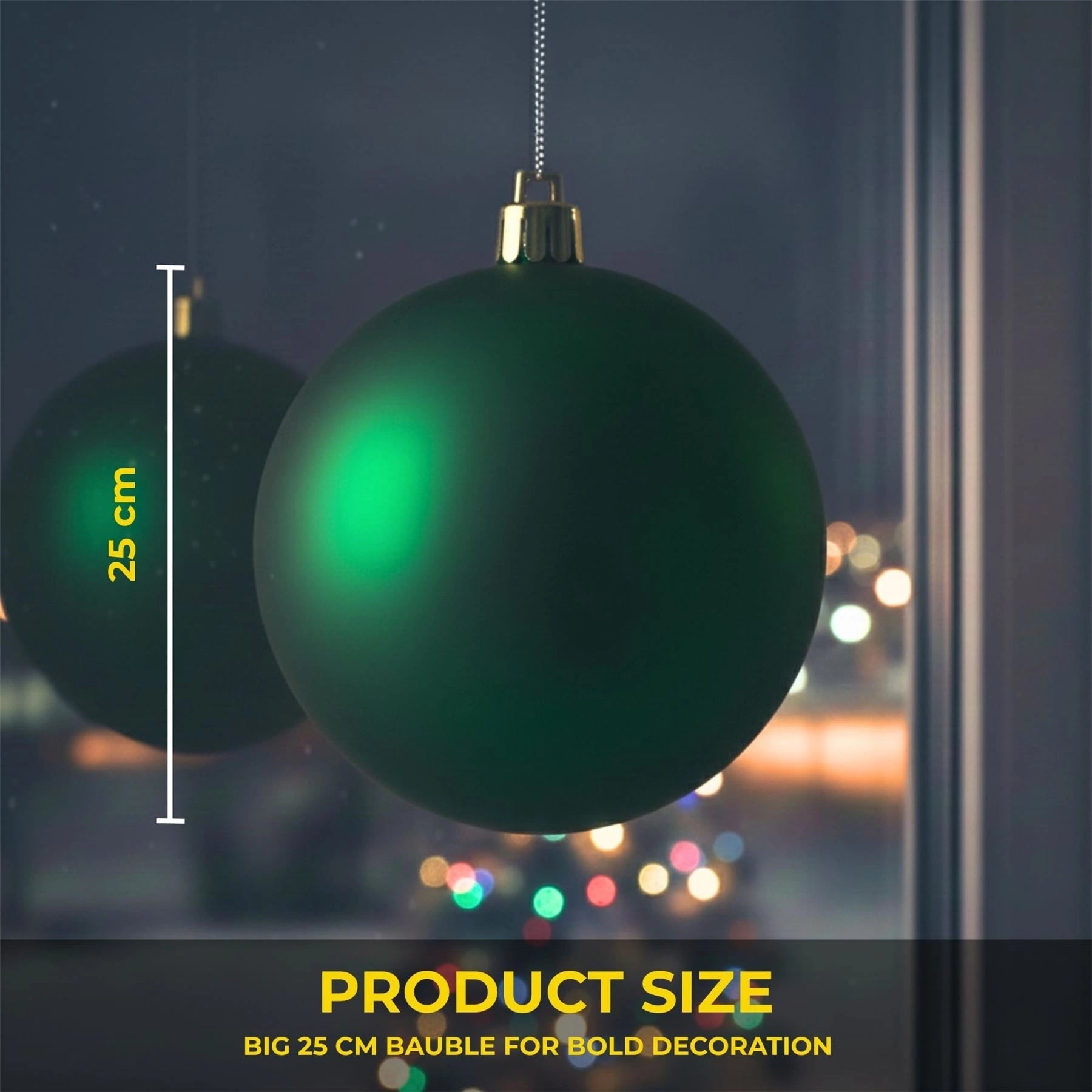 25cm Dark Green Christmas Bauble – Matte Finish, Shatterproof