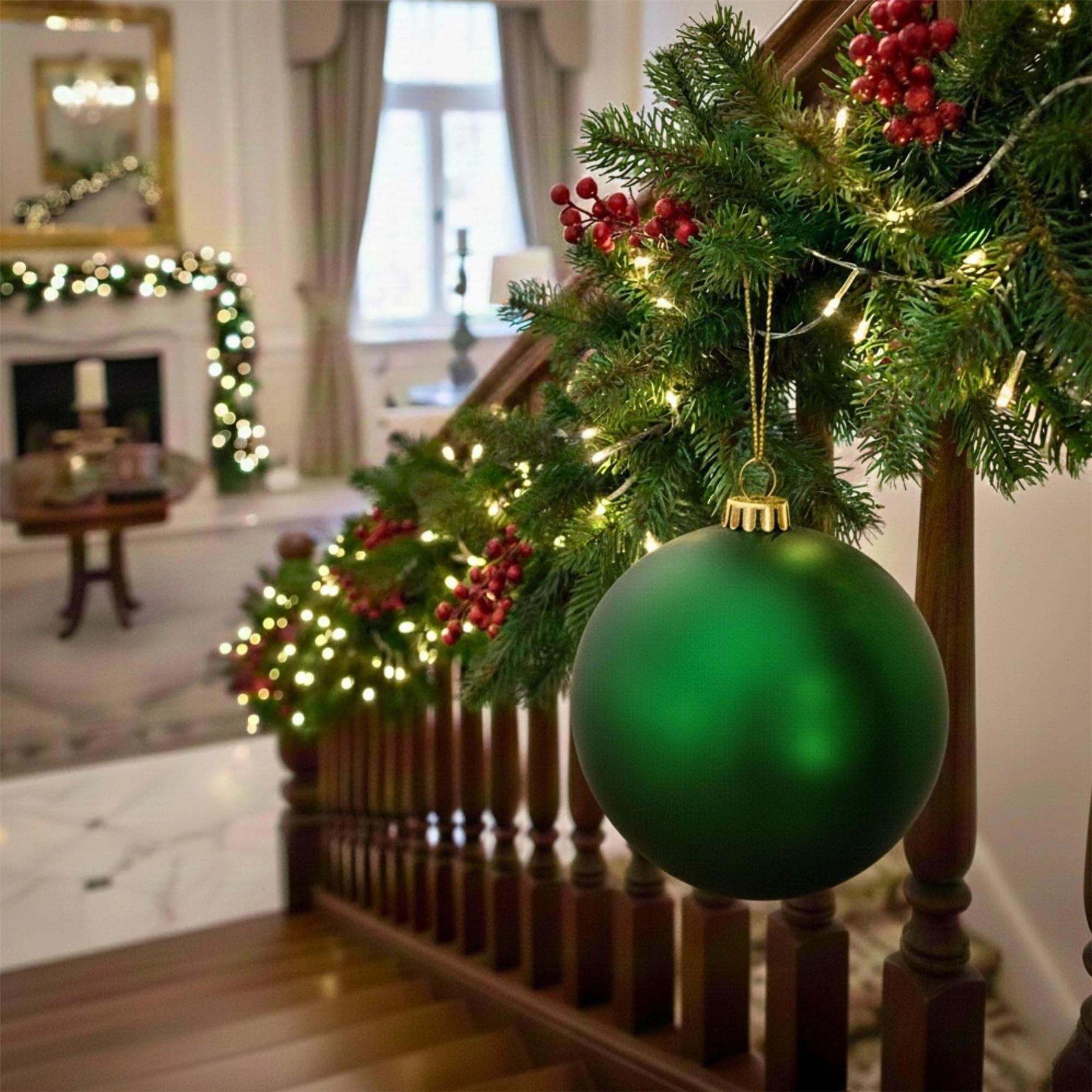 25cm Dark Green Christmas Bauble – Matte Finish, Shatterproof