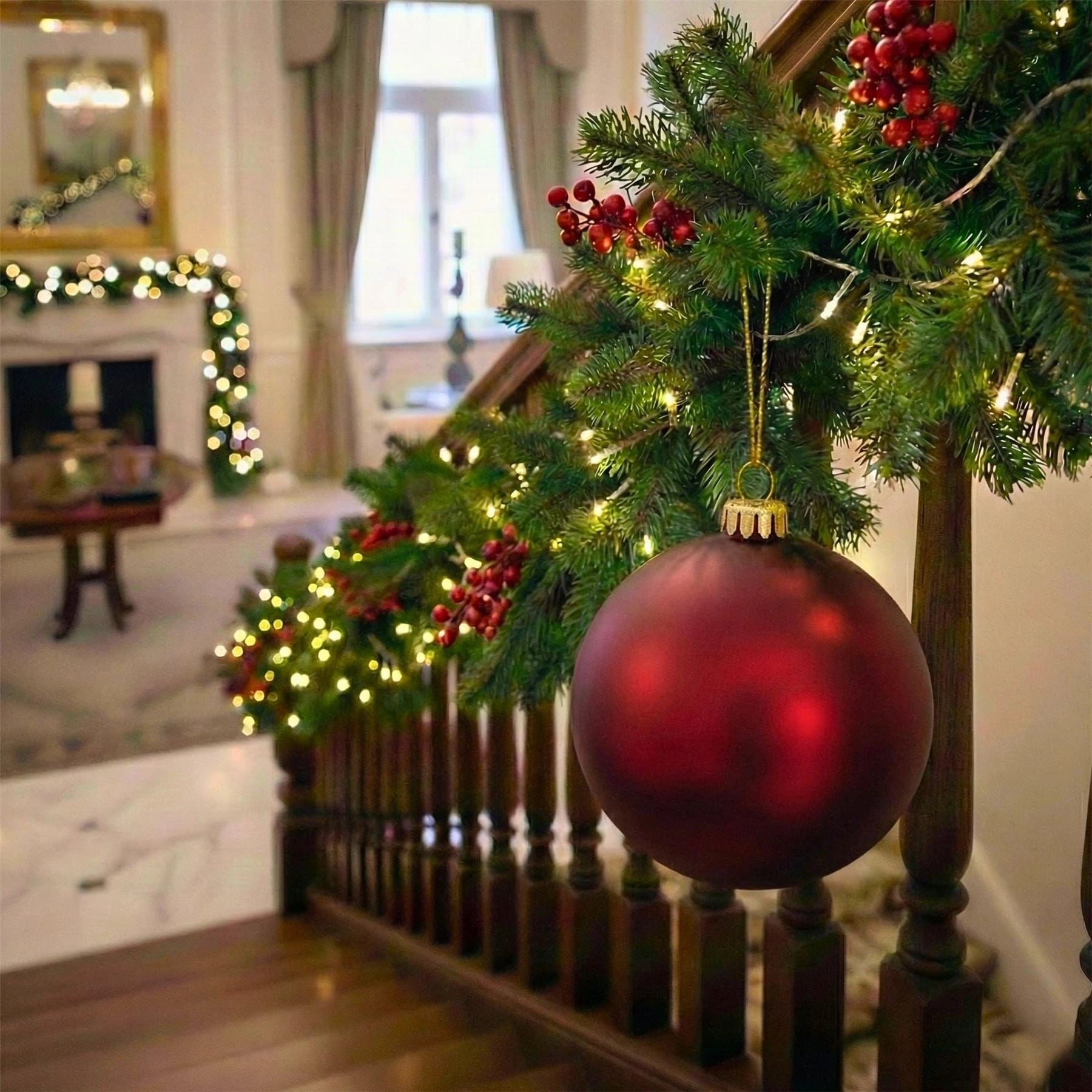 25cm Dark Red Christmas Bauble – Matte Finish, Shatterproof