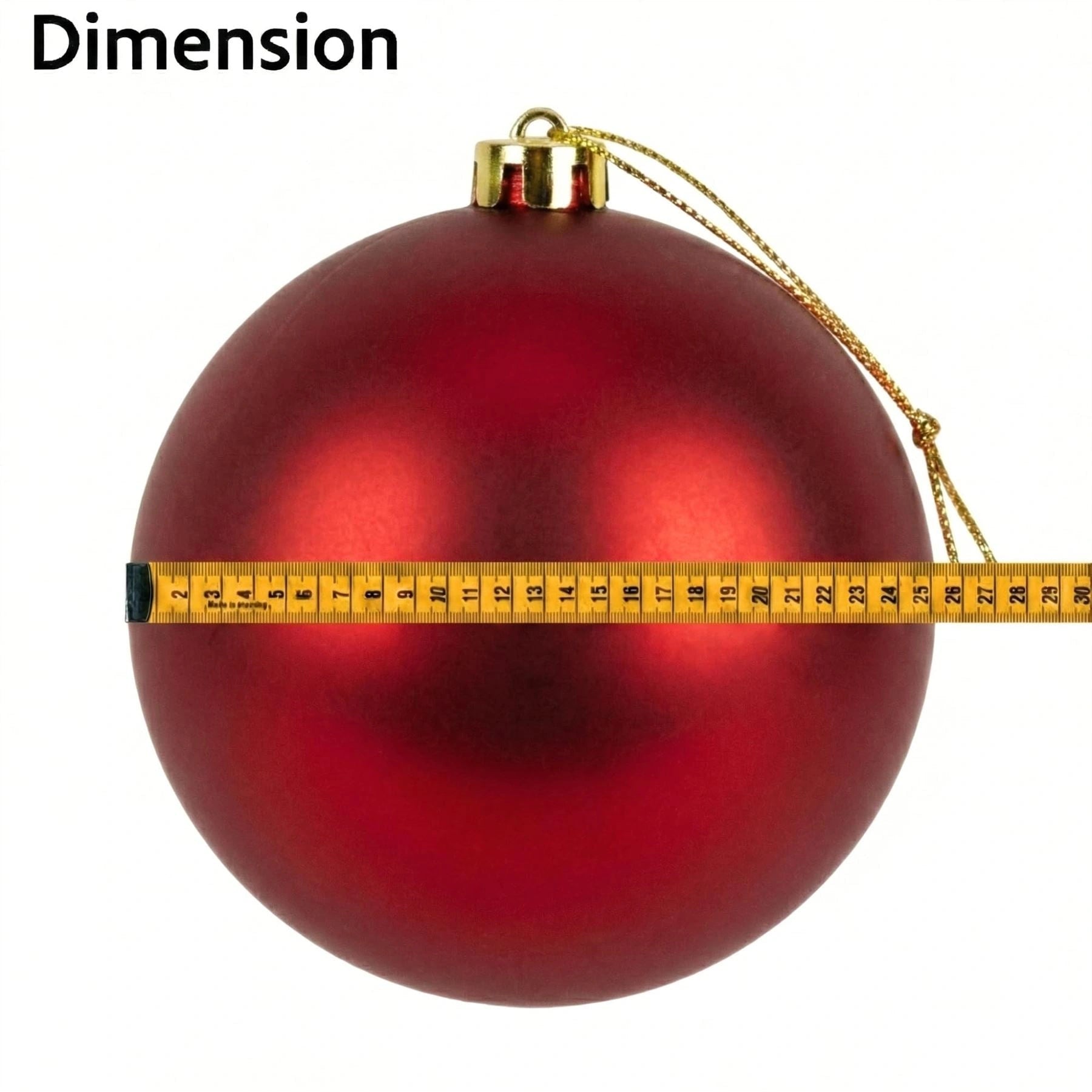 25cm Dark Red Christmas Bauble – Matte Finish, Shatterproof