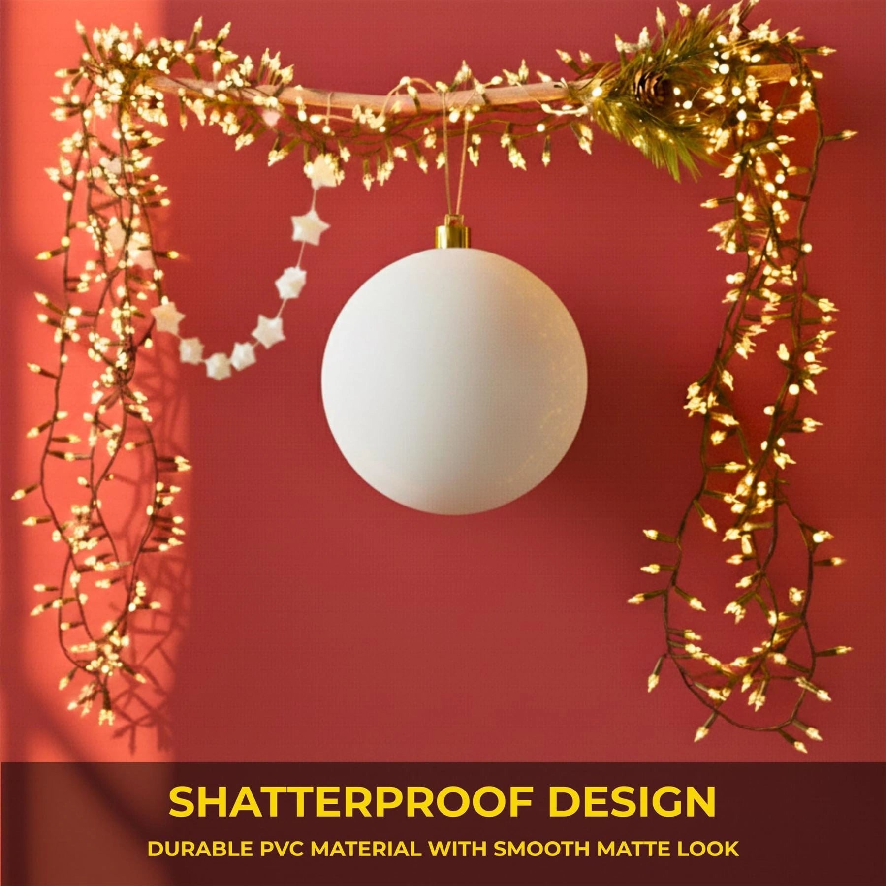 25cm Dark Red Christmas Bauble – Matte Finish, Shatterproof