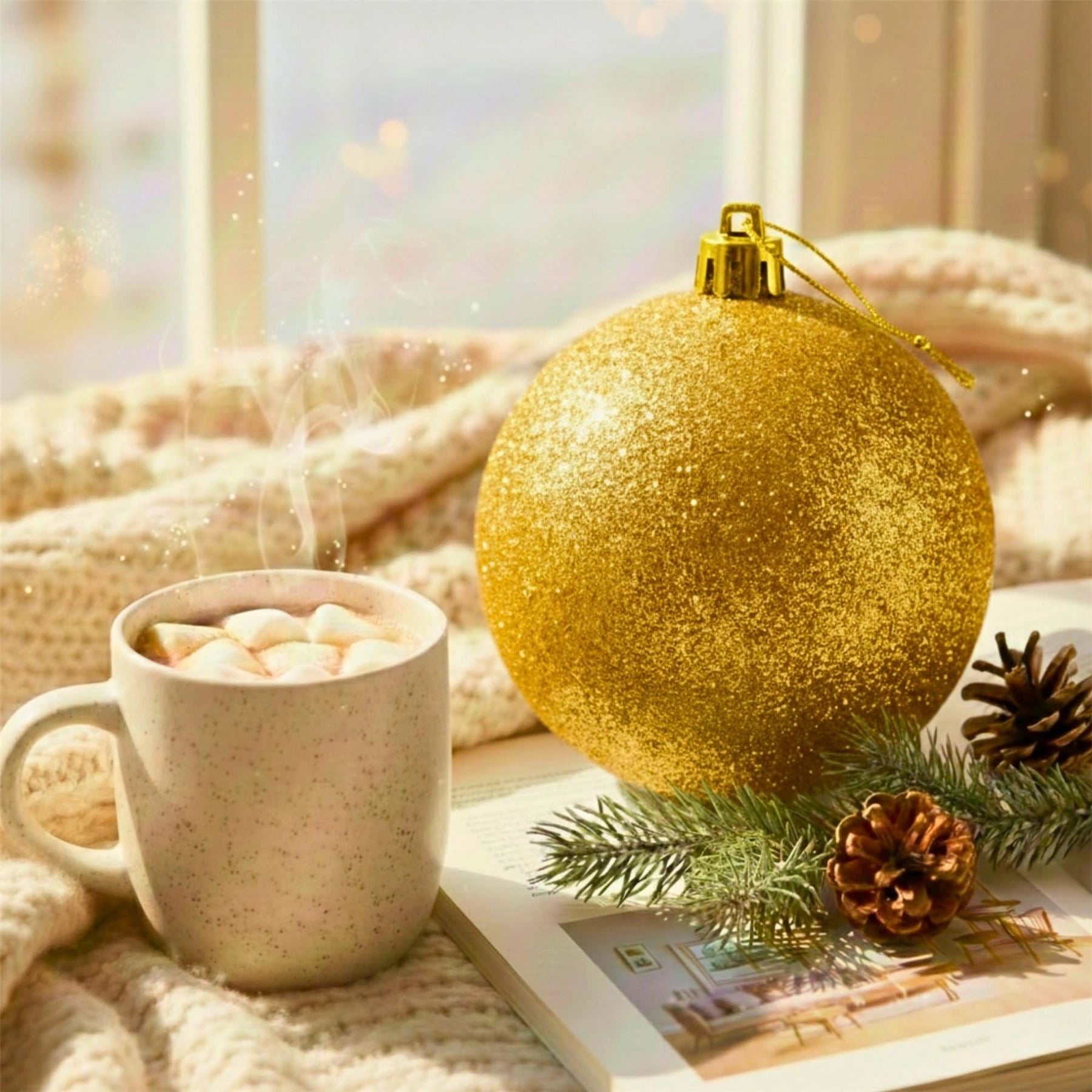 25cm Deep Gold Christmas Bauble – Glitter Finish, Shatterproof