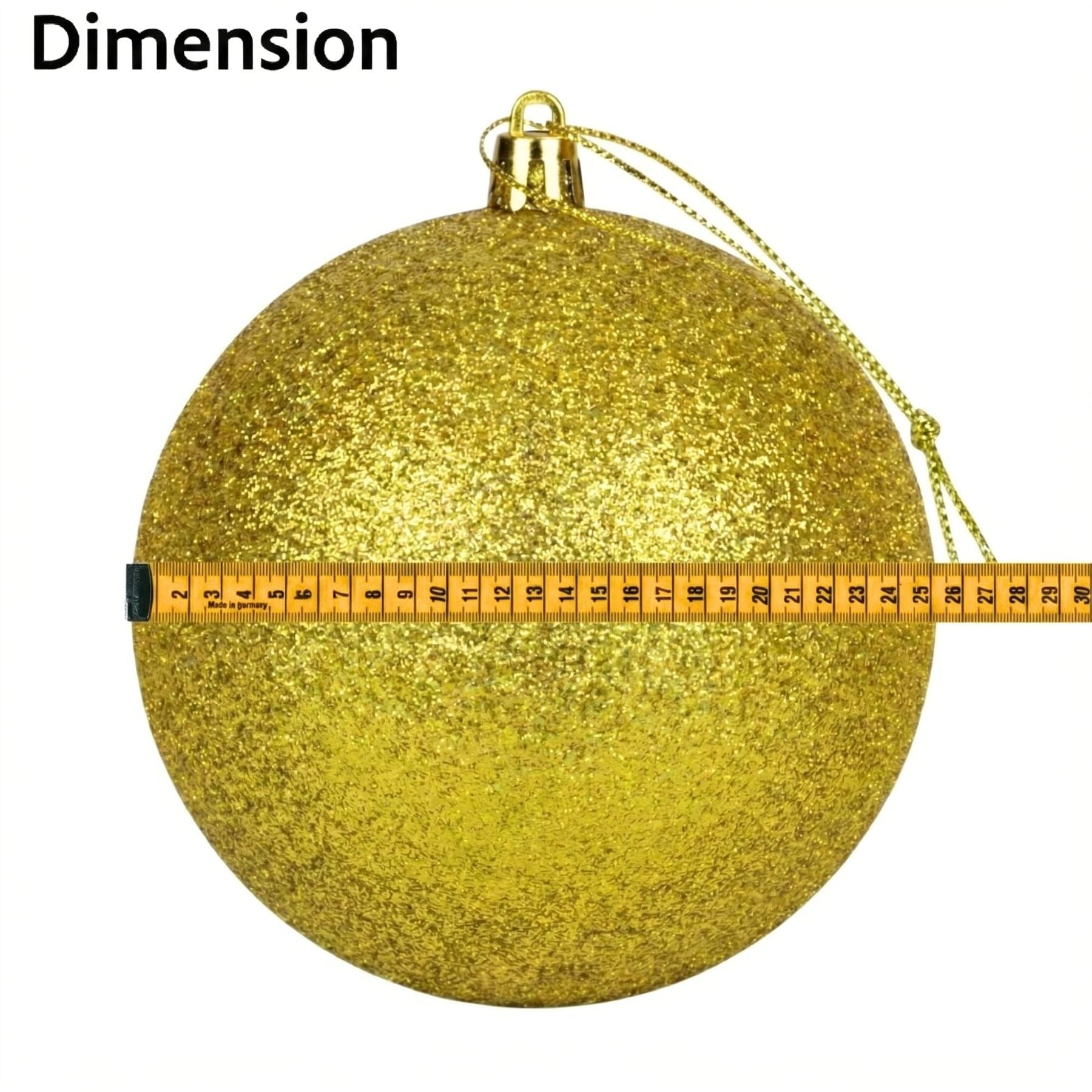 25cm Deep Gold Christmas Bauble – Glitter Finish, Shatterproof