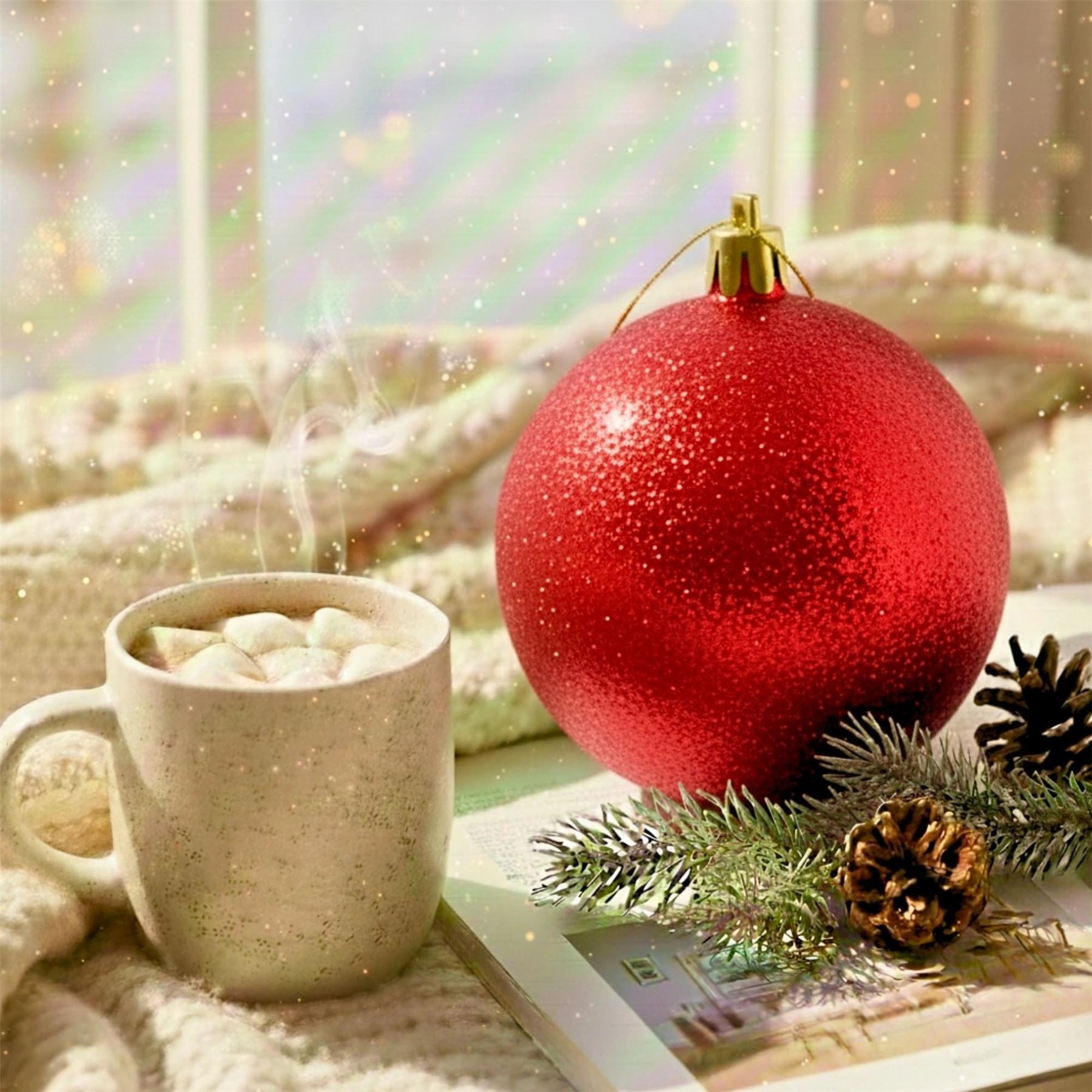 25cm Red Christmas Bauble – Glitter Finish, Shatterproof