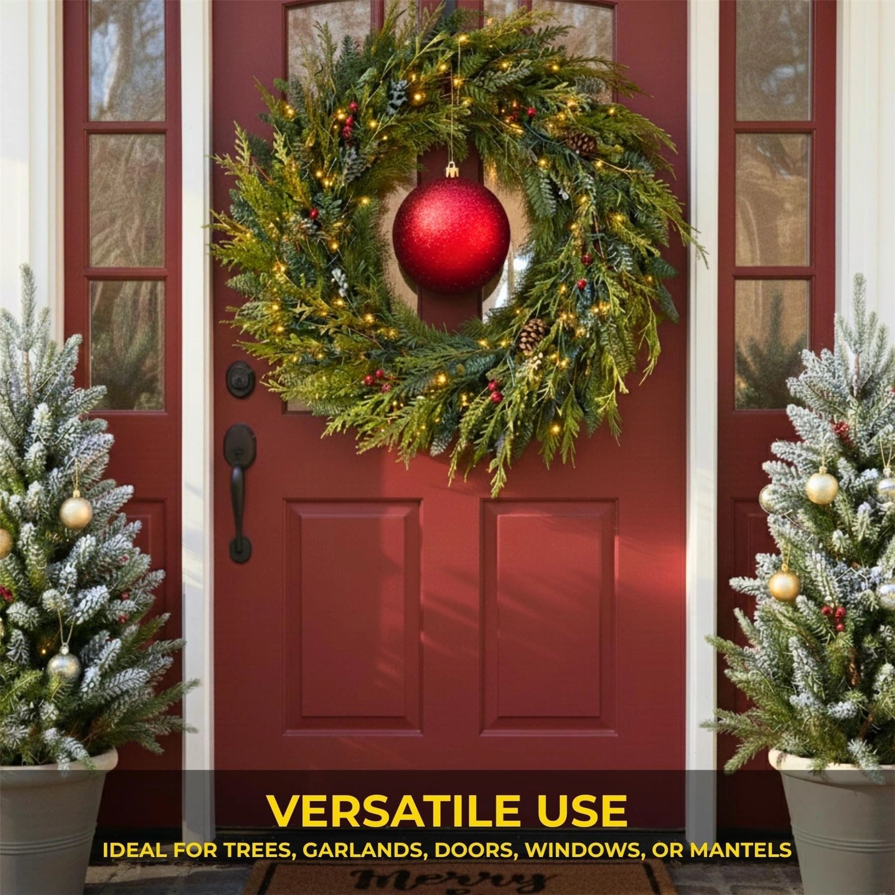 25cm Red Christmas Bauble – Glitter Finish, Shatterproof