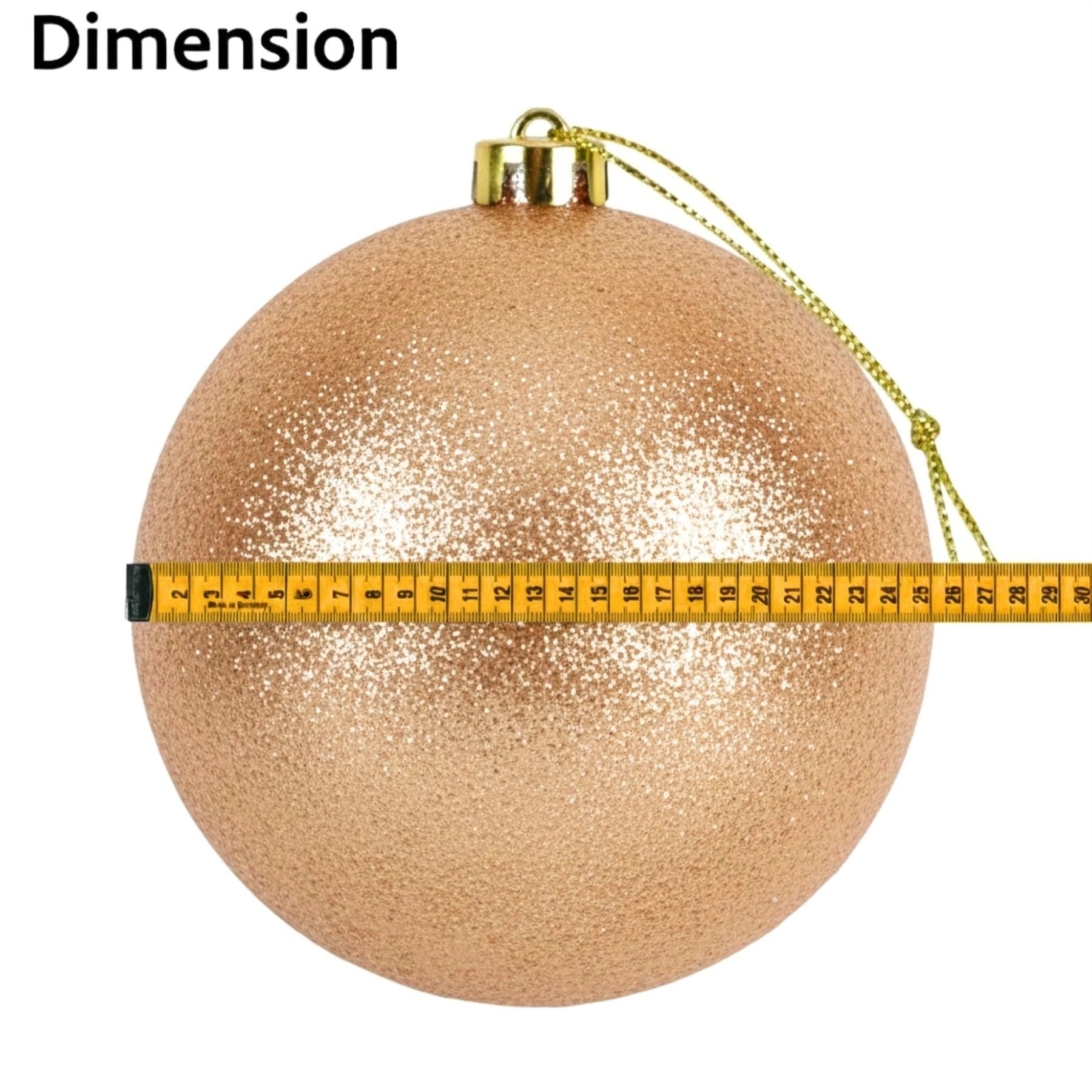 25cm Champagne Christmas Bauble – Glitter Finish, Shatterproof