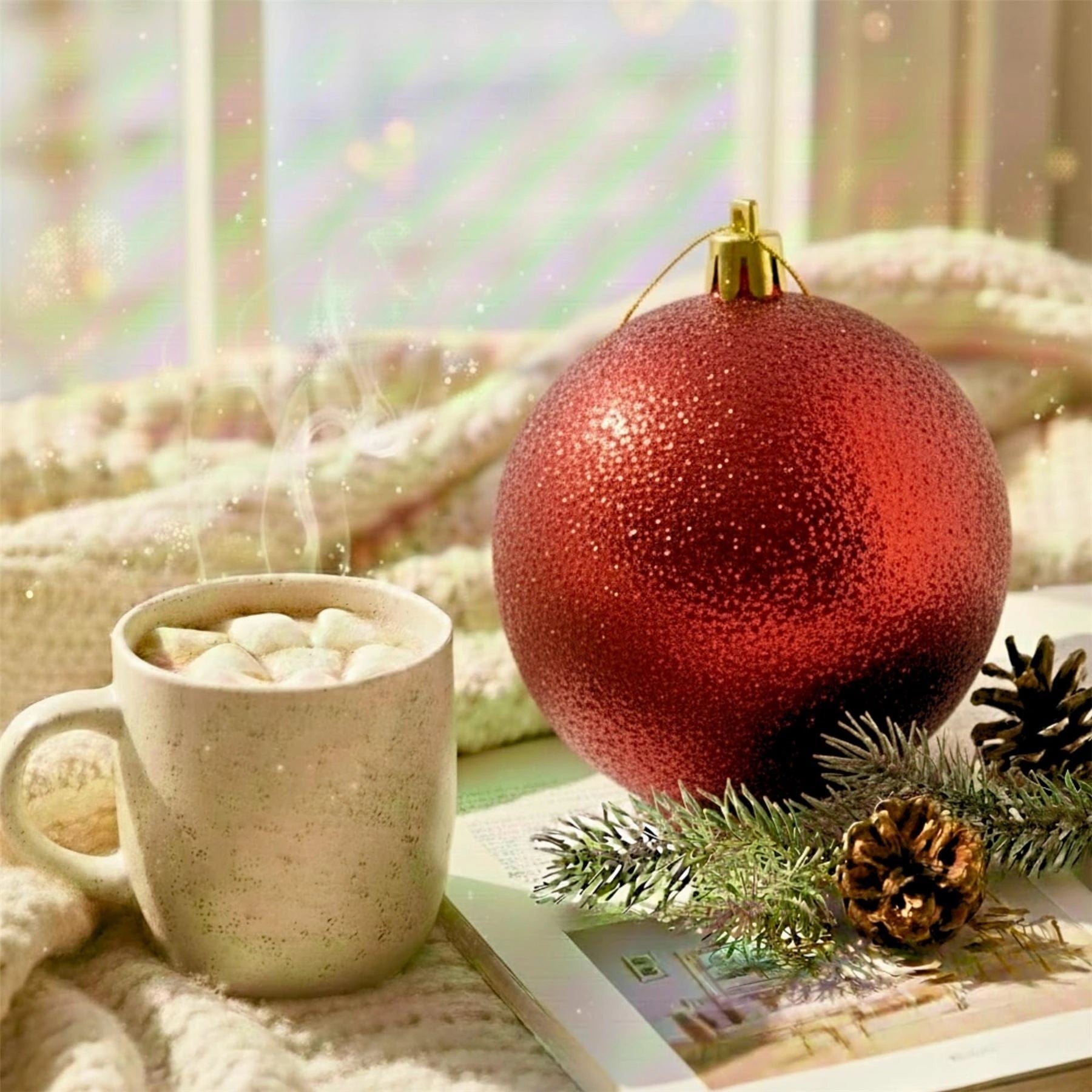 25cm Dark Red Christmas Bauble – Glitter Finish, Shatterproof