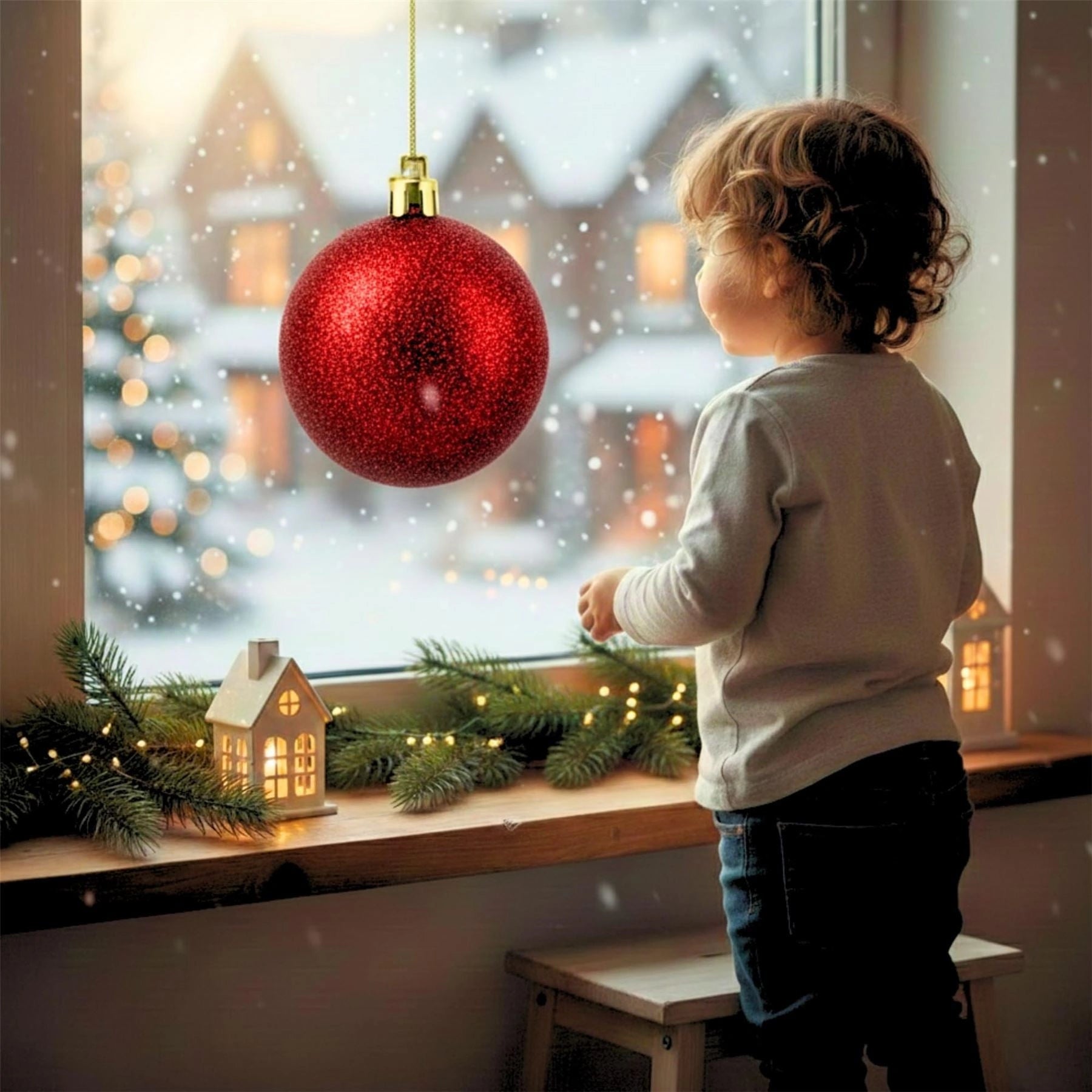 25cm Dark Red Christmas Bauble – Glitter Finish, Shatterproof