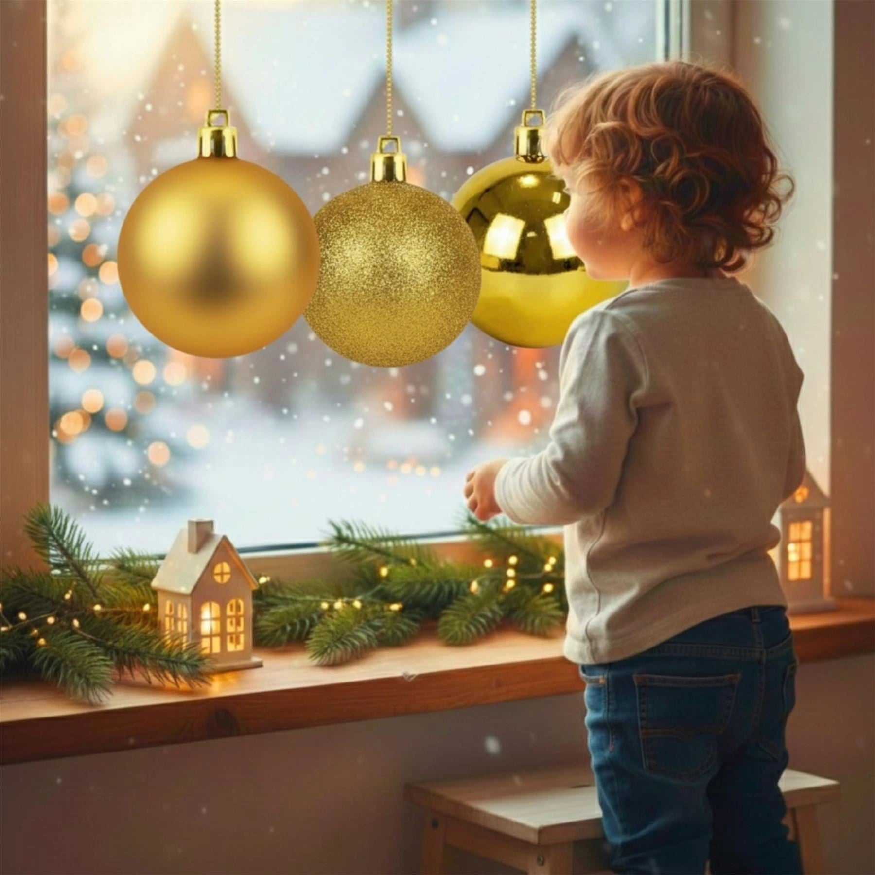 25cm Deep Gold Christmas Baubles – Assorted 3-Pack (Matt & Glitter, Shatterproof)