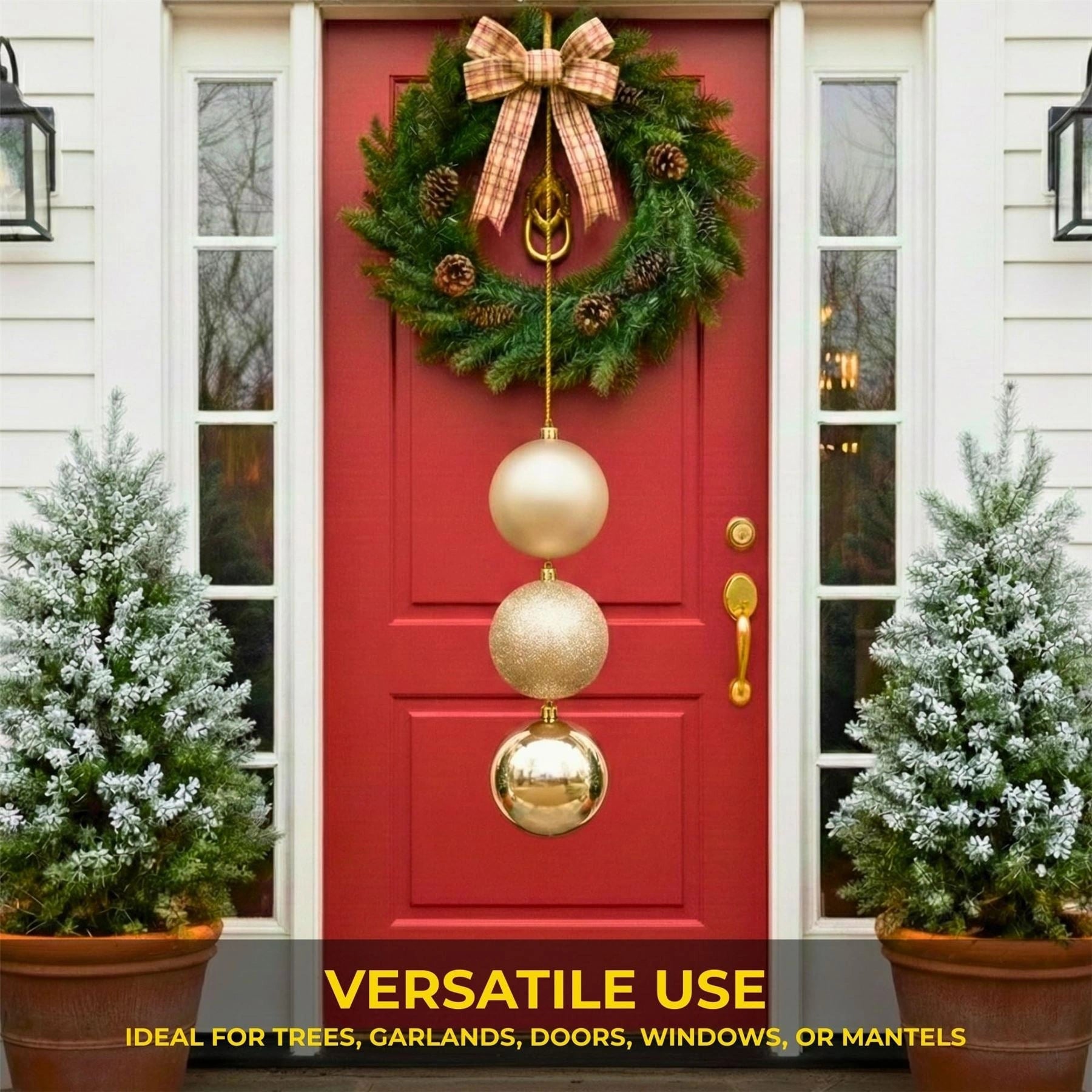 25cm Champagne Christmas Baubles – Assorted 3-Pack (Matte & Glitter, Shatterproof)