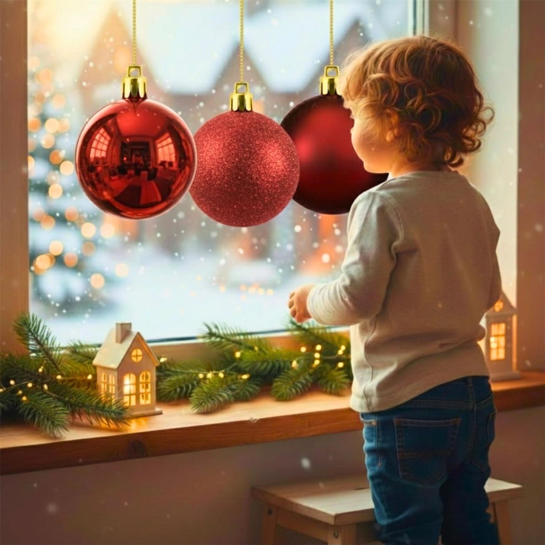 25cm Dark Red Christmas Baubles – Assorted 3-Pack (Matte & Glitter, Shatterproof)
