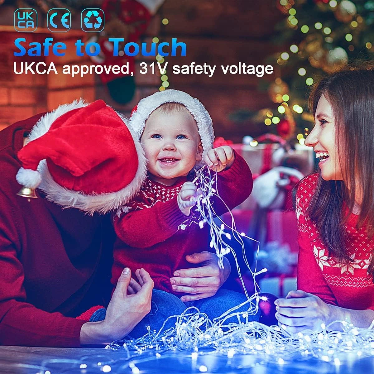 Christmas Icicle String Lights 1200 White Blue LED Decoration Connectable 25m