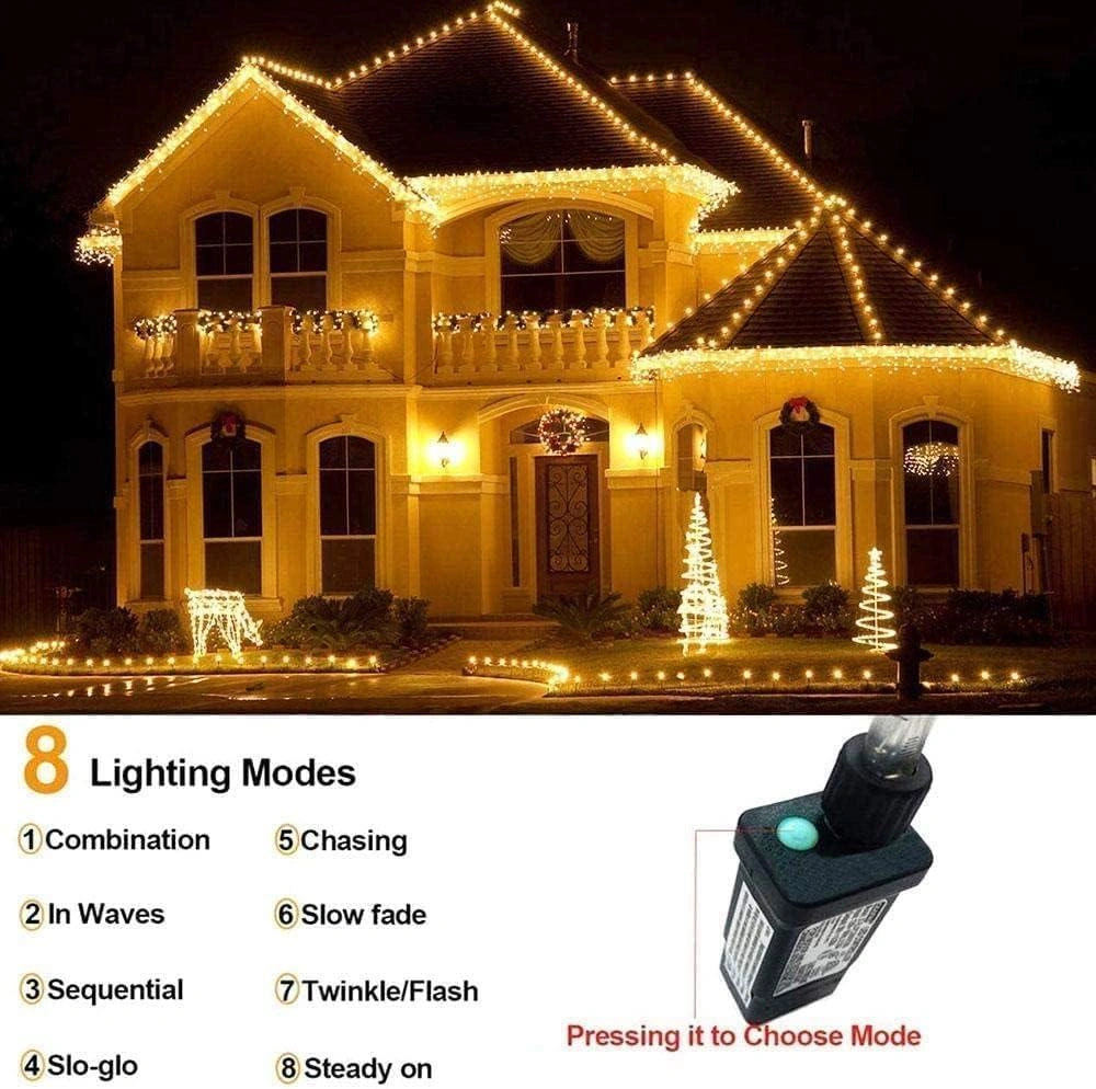 Christmas Icicle String Lights 1200 White Warm White LED Decor Connectable 25m