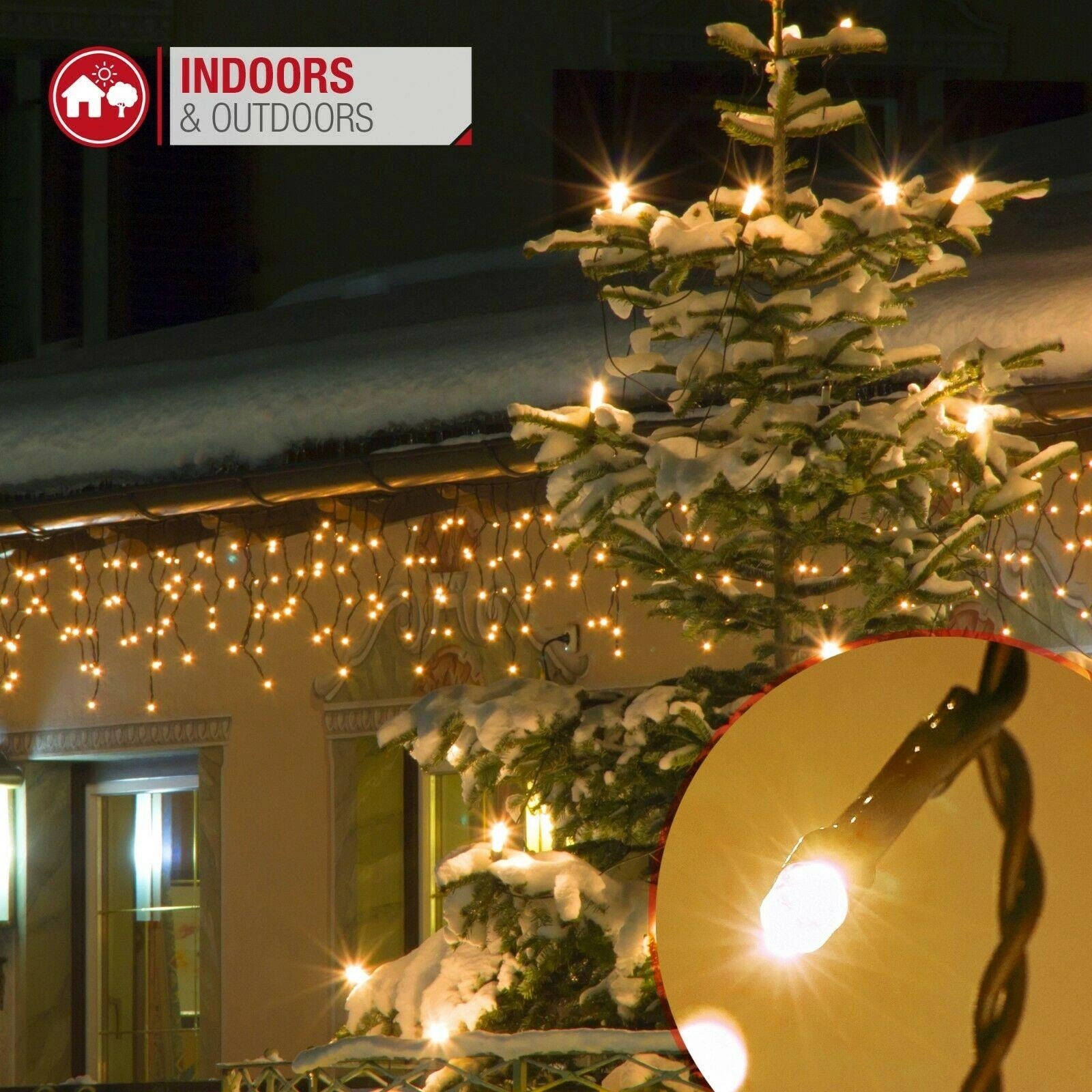 240LED Waterfall Icicle Light Outdoor Connectable Snowing Chaser Xmas Home Decor