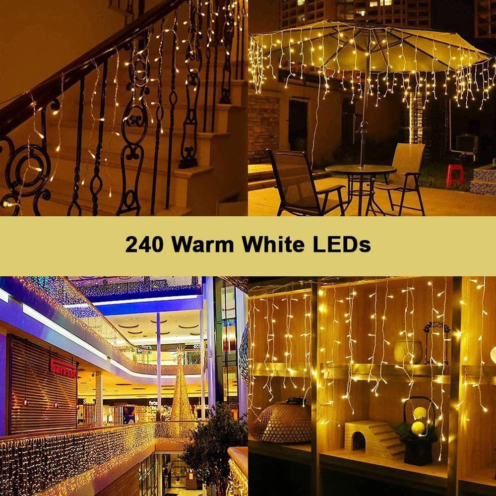 480LED Waterfall Icicle Light Outdoor Connectable Snowing Chaser Xmas Home Decor