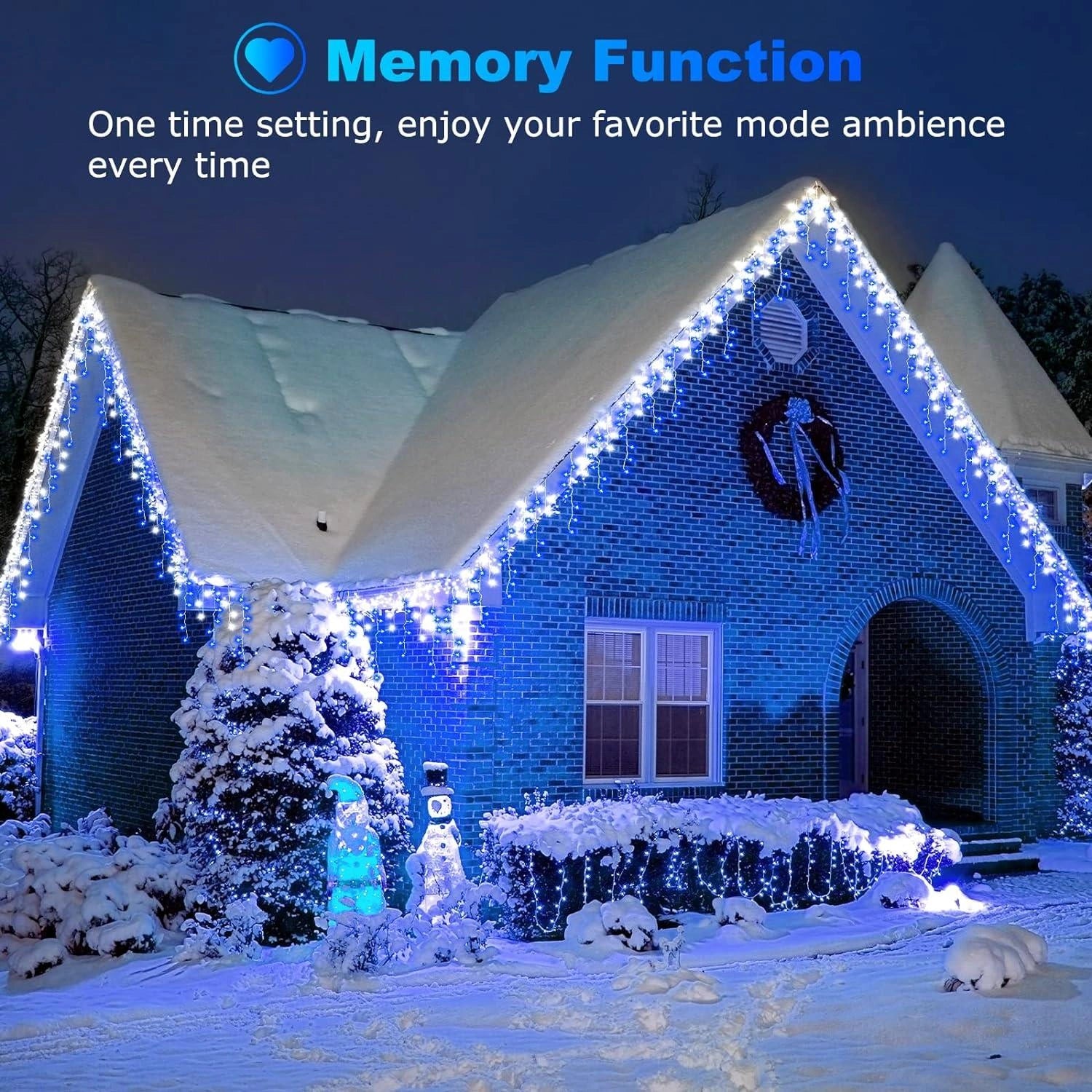 Christmas Icicle String Lights 960 White Blue LEDs Decoration Connectable 20m