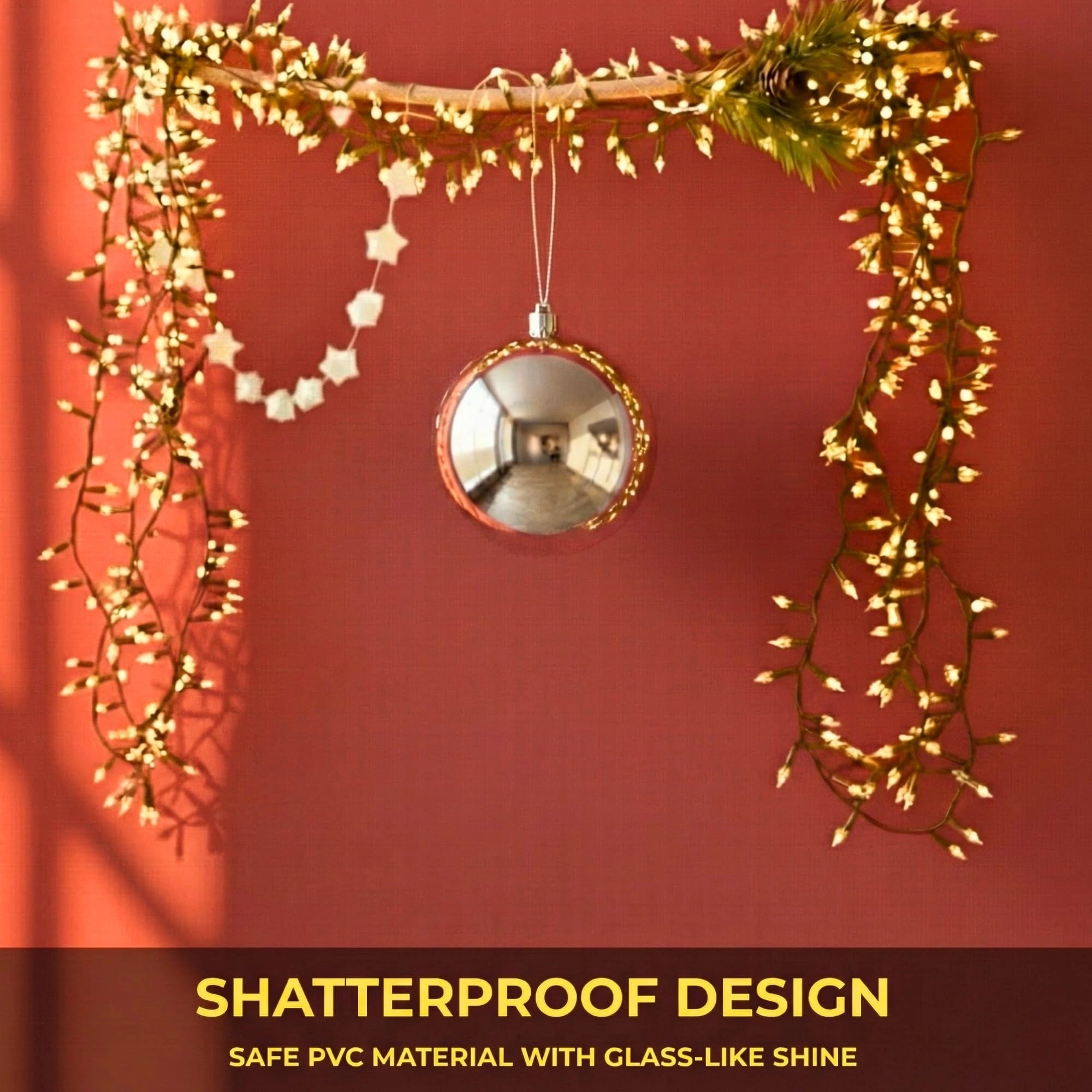 20cm Silver Shatterproof Christmas Bauble – Gloss Finish