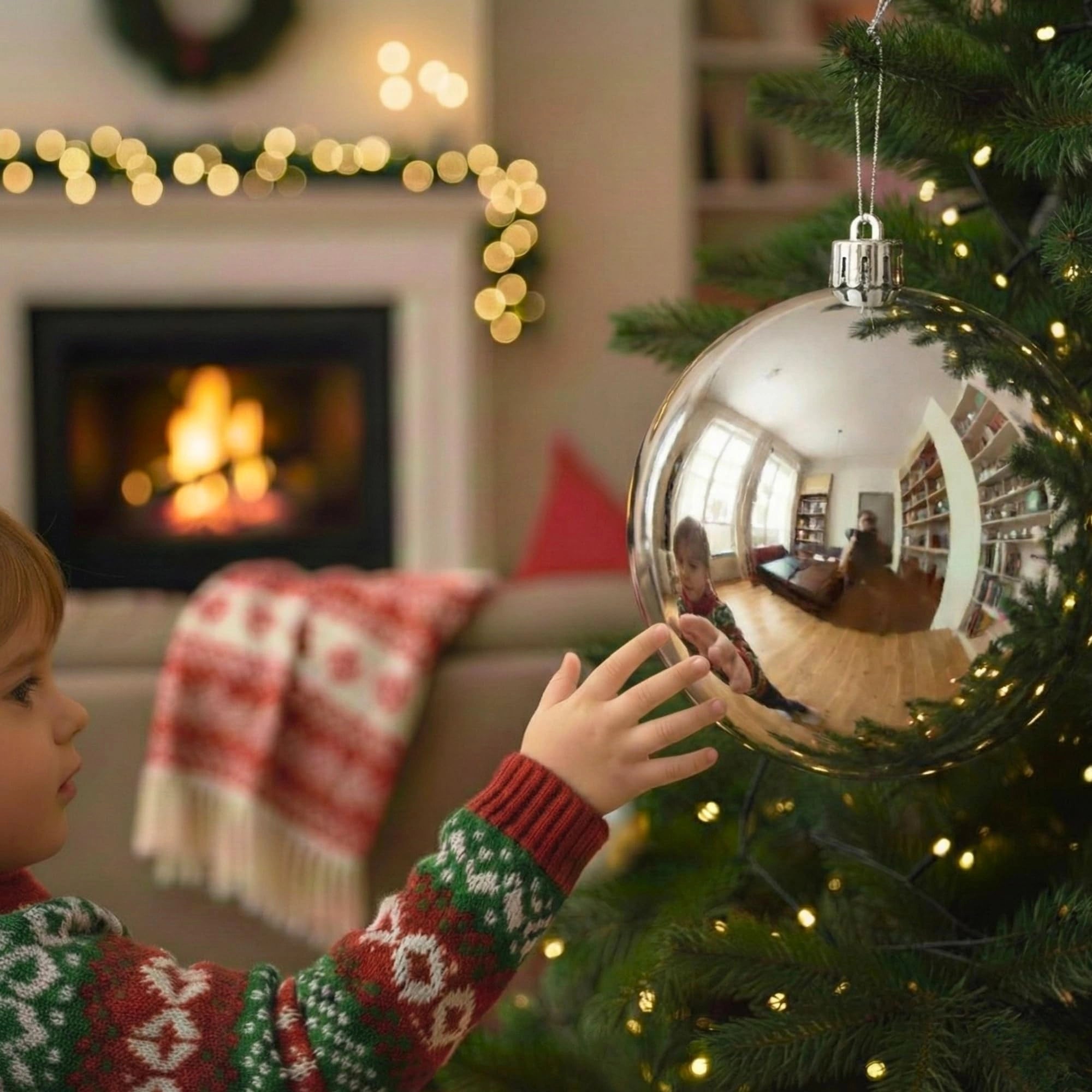 20cm Silver Shatterproof Christmas Bauble – Gloss Finish