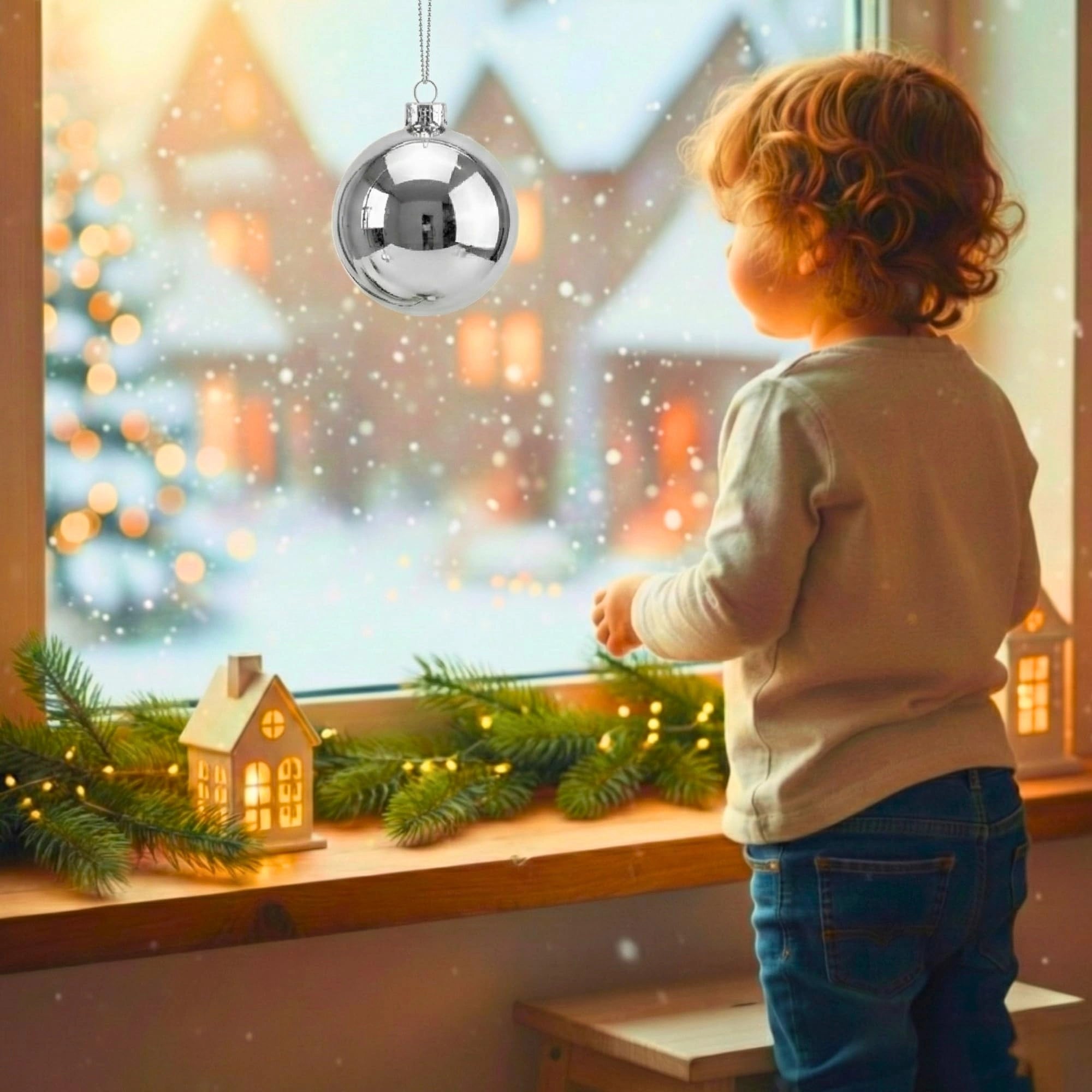 20cm Silver Shatterproof Christmas Bauble – Gloss Finish