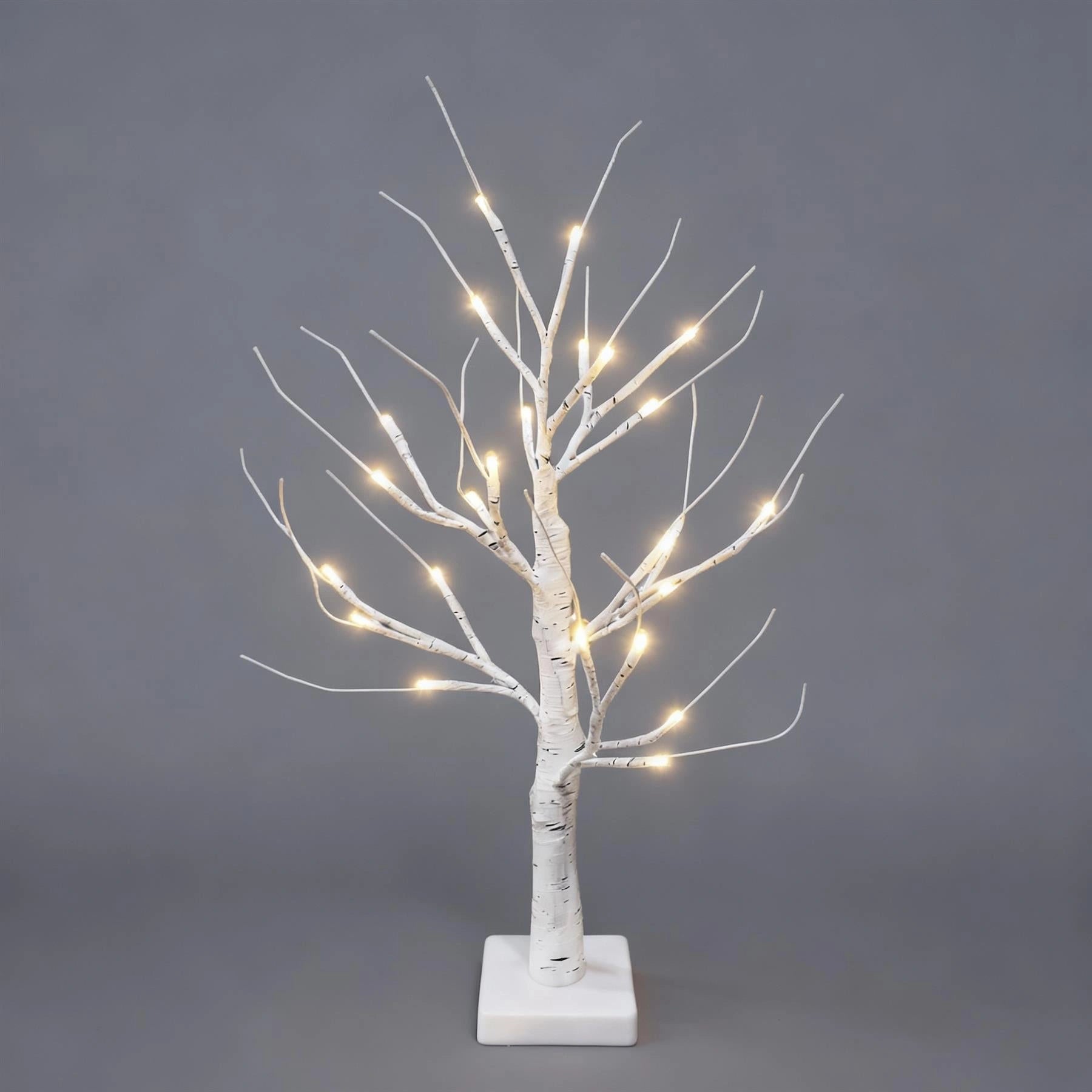 60cm White Twig Tree 24 Warm White LEDs USB or Battery Operated