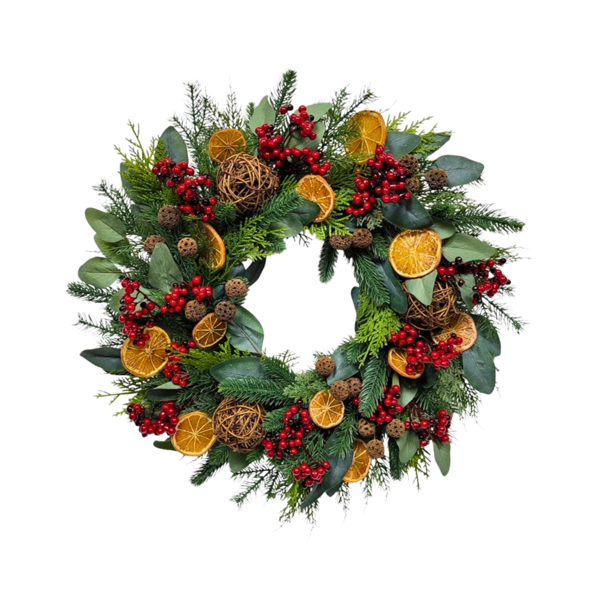 24 Inch Orange With Berry Wreath
