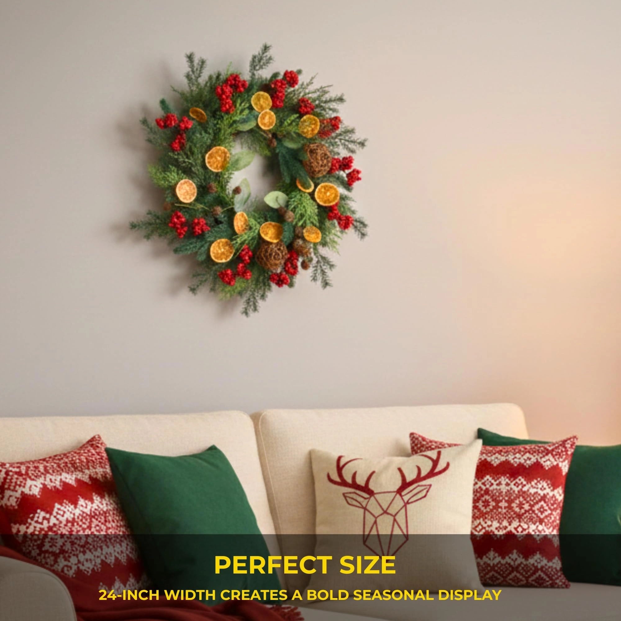 24 Inch Orange With Berry Wreath