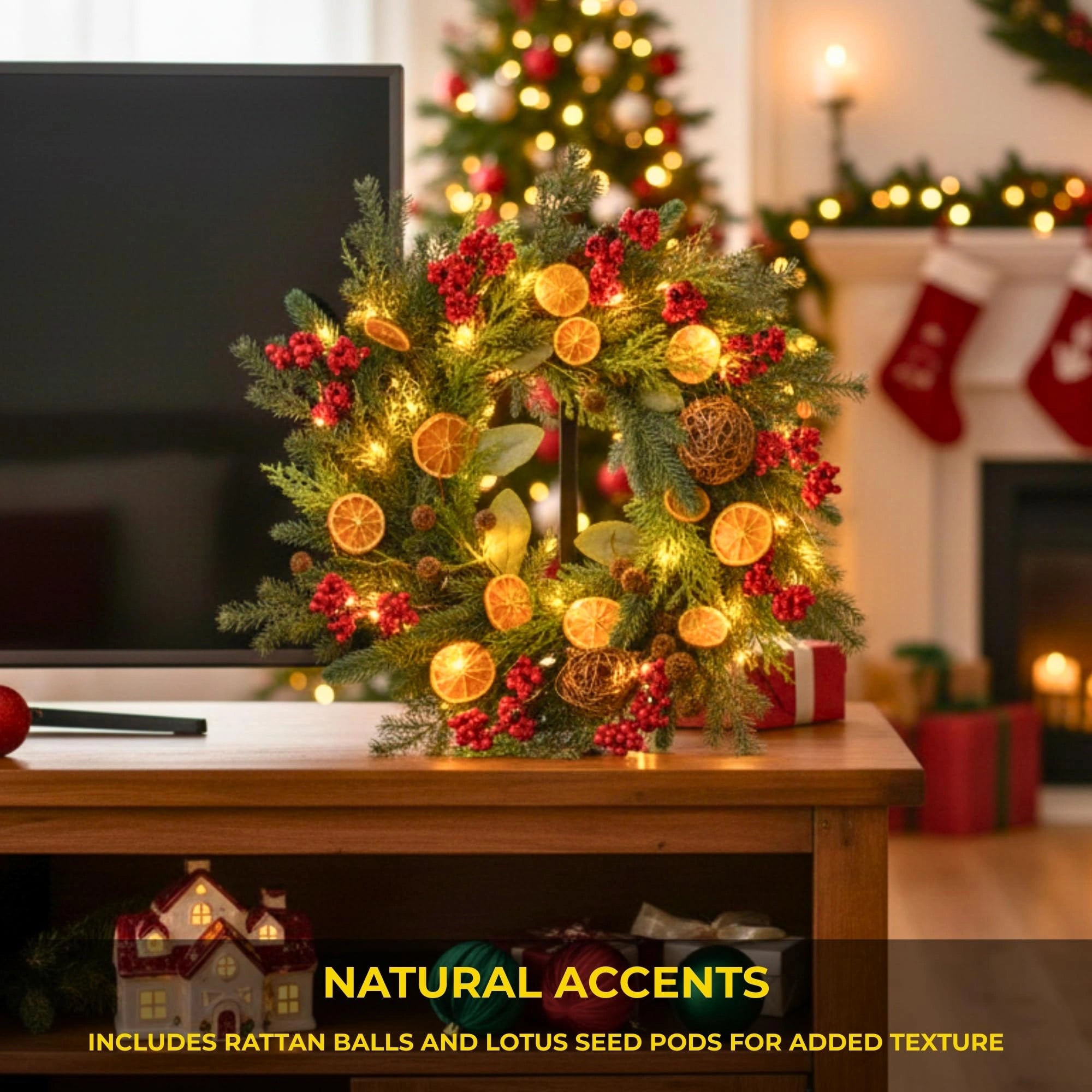 24 Inch Orange With Berry Wreath