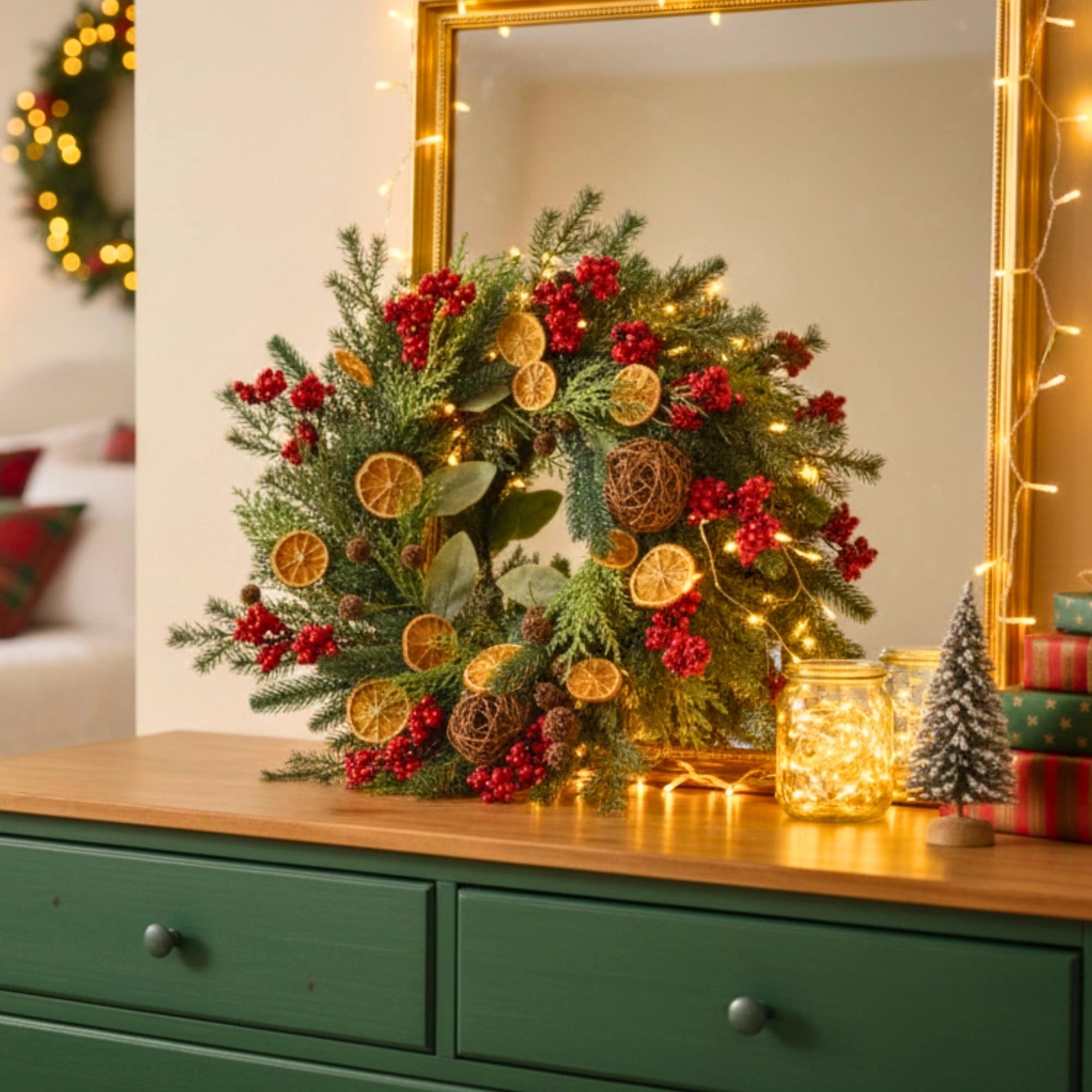 24 Inch Orange With Berry Wreath