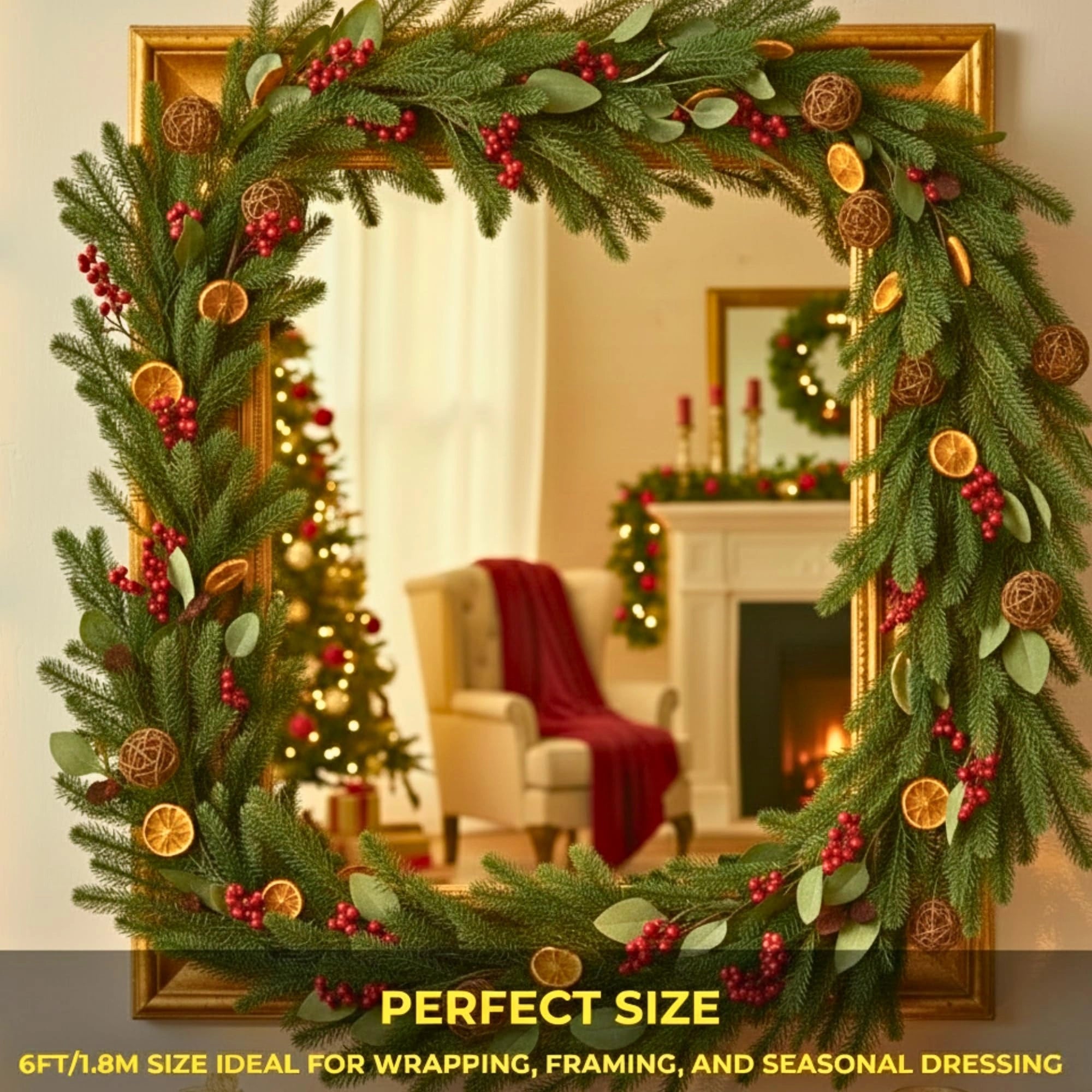 6ft/1.8m Orange With Berry Garland