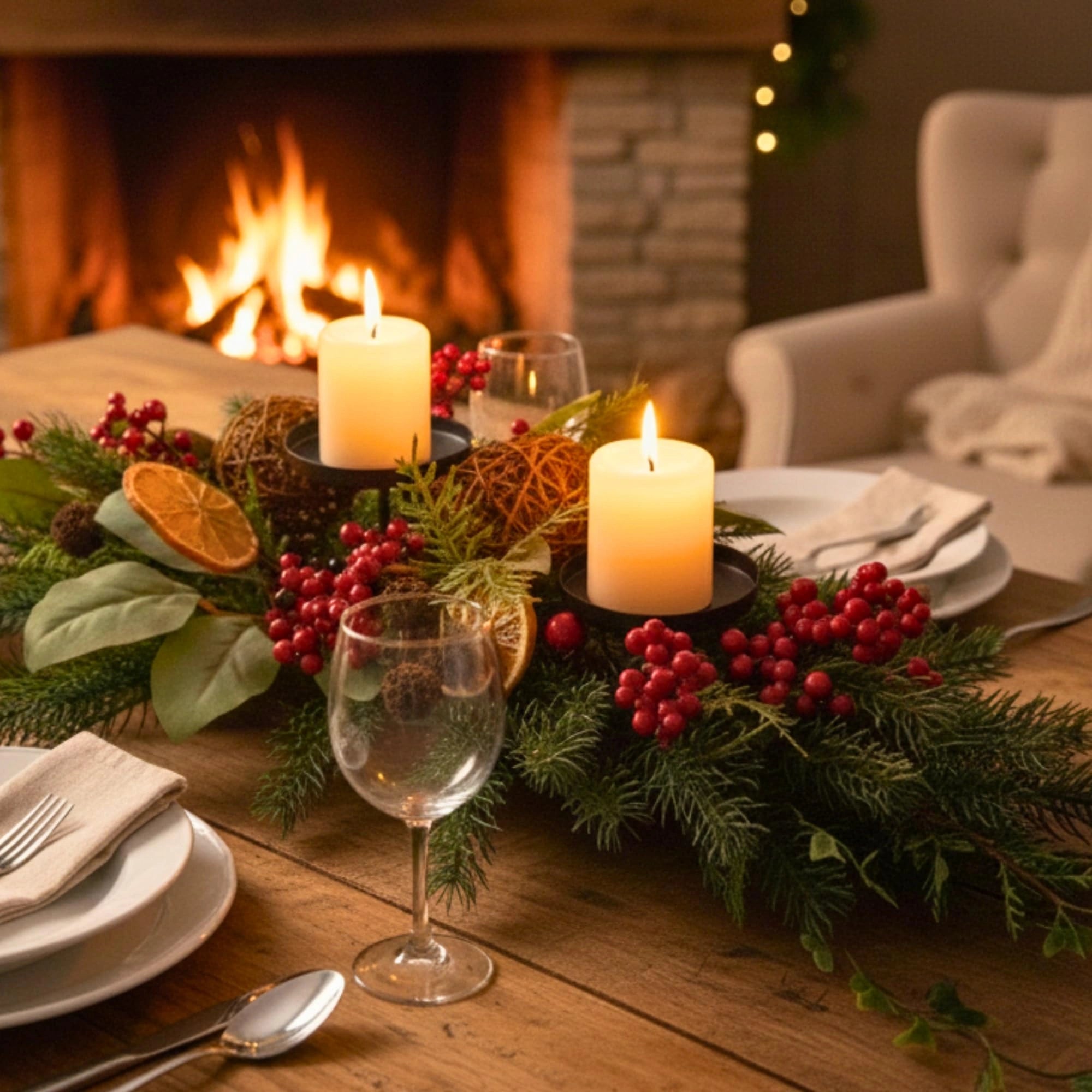 26 Inch Orange With Berry Centerpiece Candle Stand