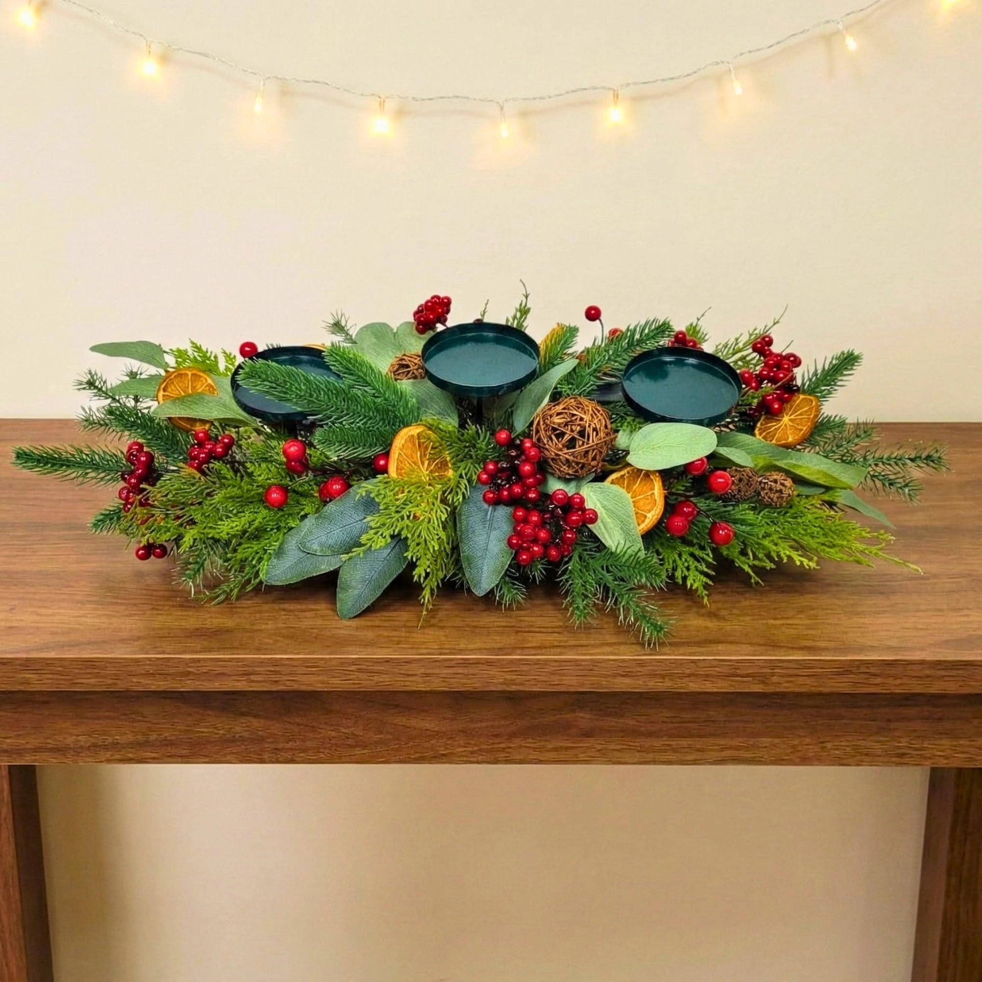 26 Inch Orange With Berry Centerpiece Candle Stand