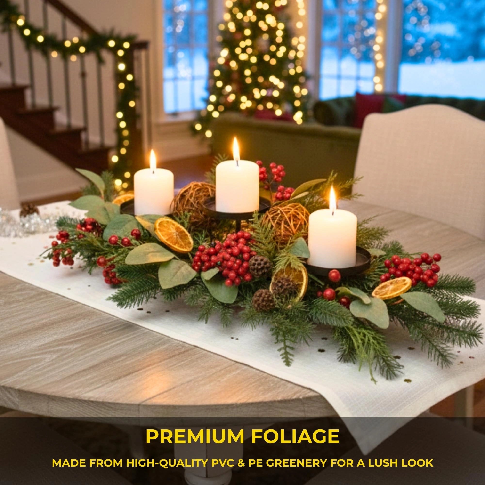 26 Inch Orange With Berry Centerpiece Candle Stand